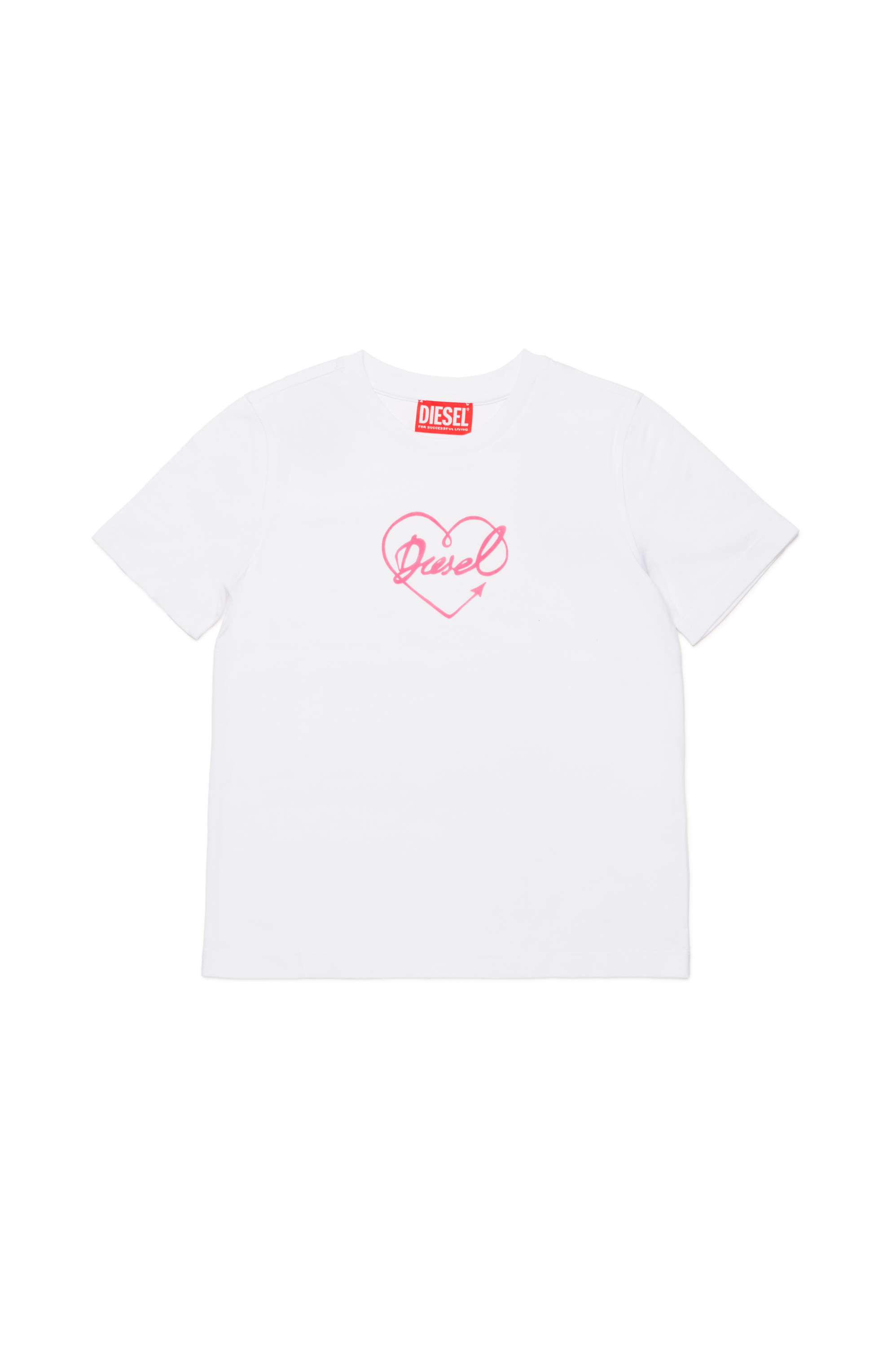 Diesel - TREGL4, Female's T-shirt with flocked logo heart in ホワイト - 1