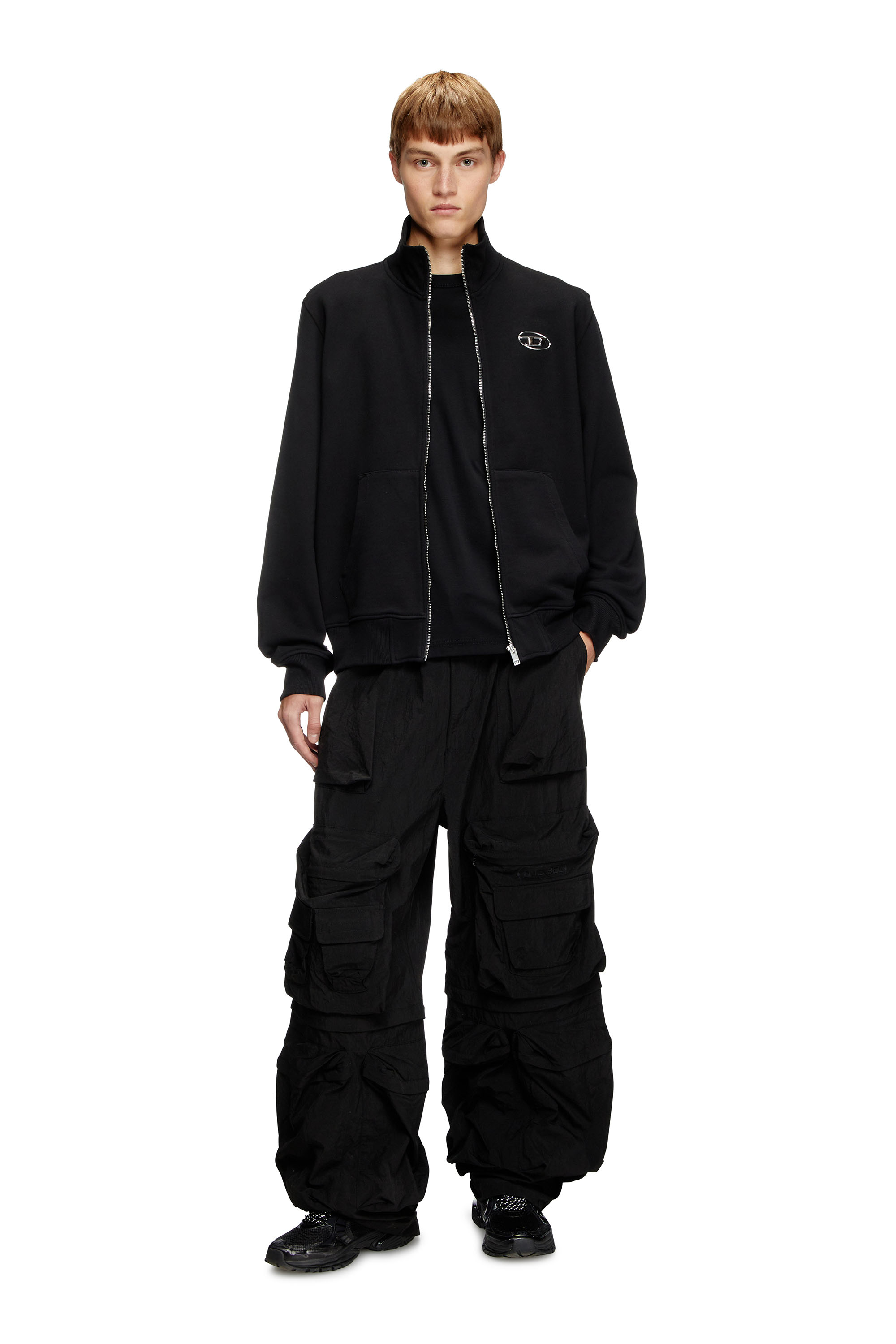 Diesel - S-GINNI-ZIP-OD, Male's ジップアップスウェット in ブラック - 1