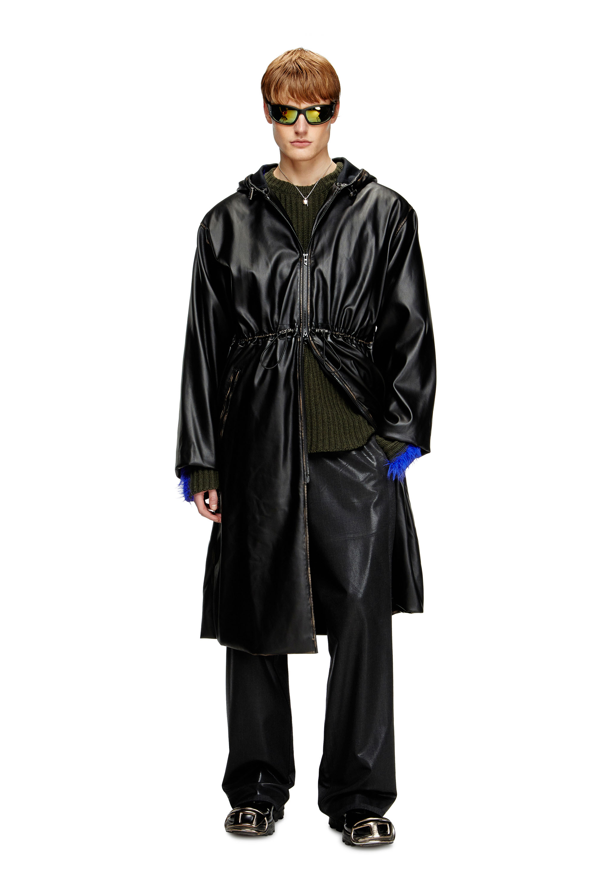 Diesel - G-LARY, Unisex's Distressed utilitarian hooded coat in ブラック - 7