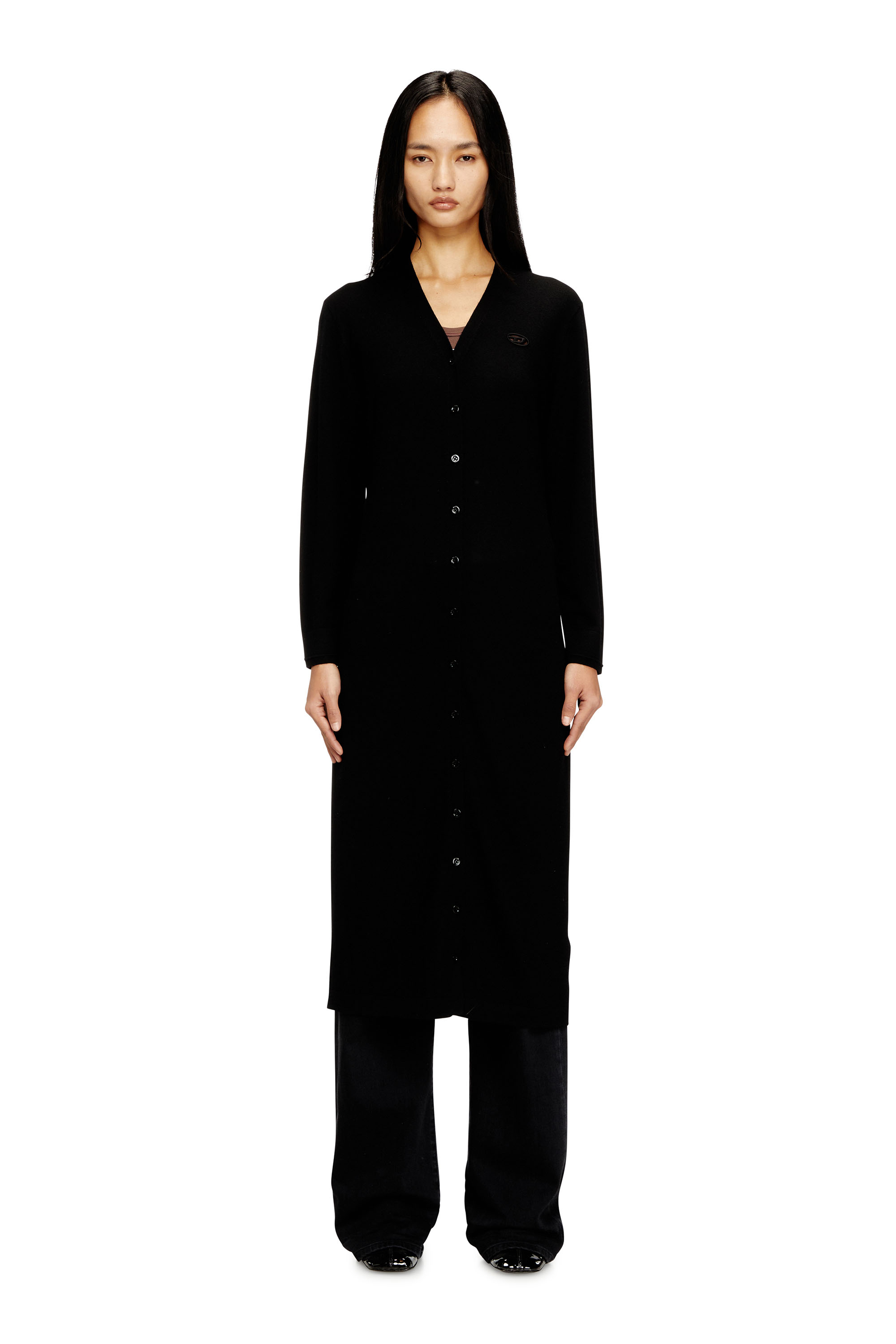 Diesel - M-ALINESA-CARDIGAN, Female's ロングカーディガン in ブラック - 3