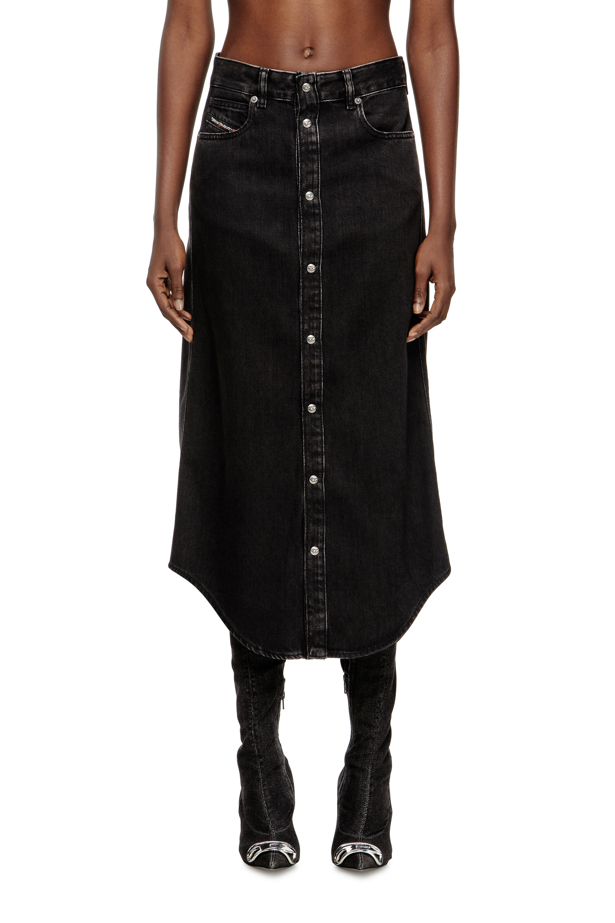 Diesel - DE-ARD-LONG, Female's Midi denim skirt in ブラック - 1