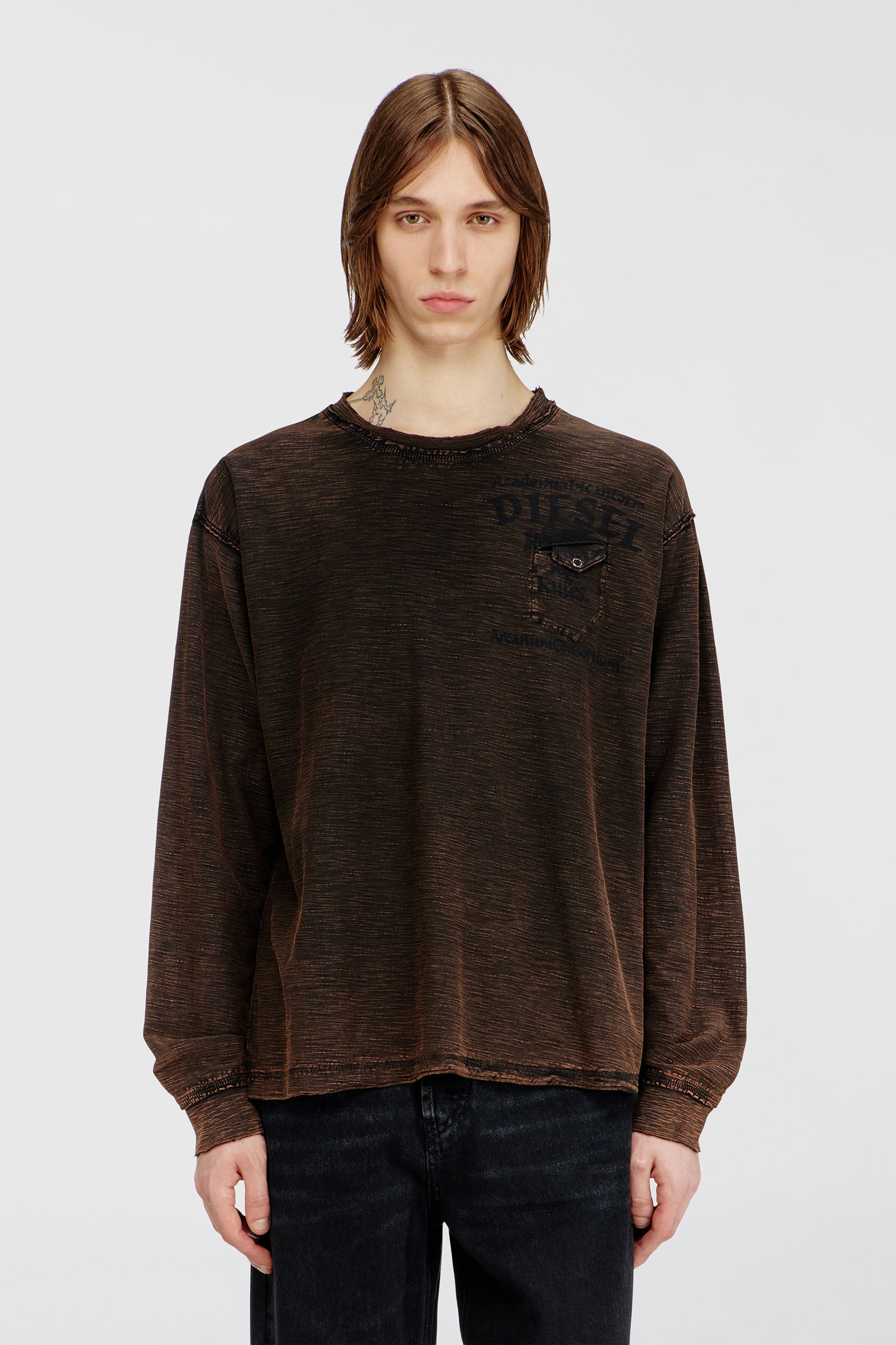 Diesel - T-ARDY-LS, Male's 長袖Tシャツ in ブラウン - 1