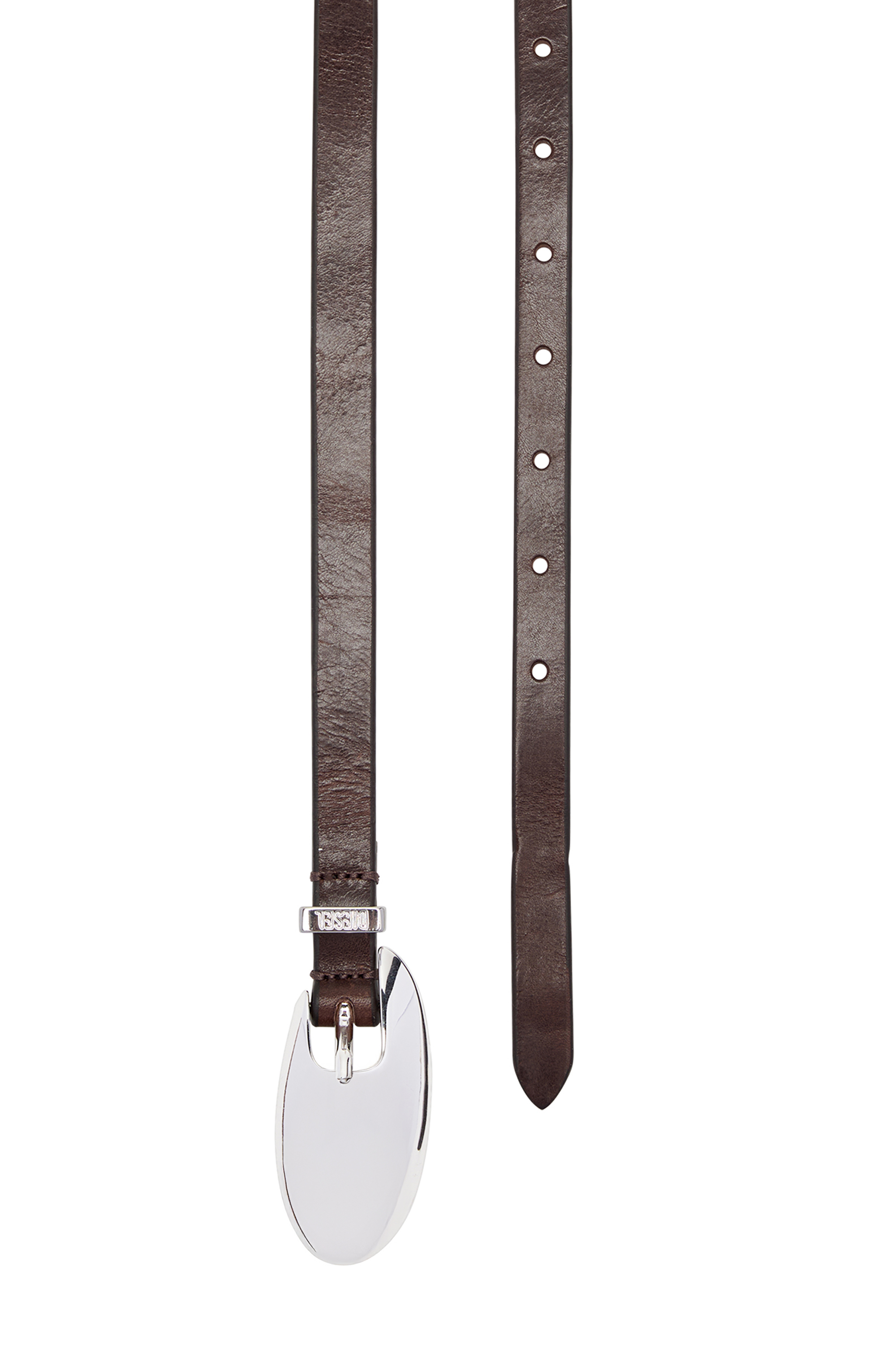 Diesel - B-ROP 15, Female's 1.5cm leather belt with sculptural buckle in ブラウン - 3