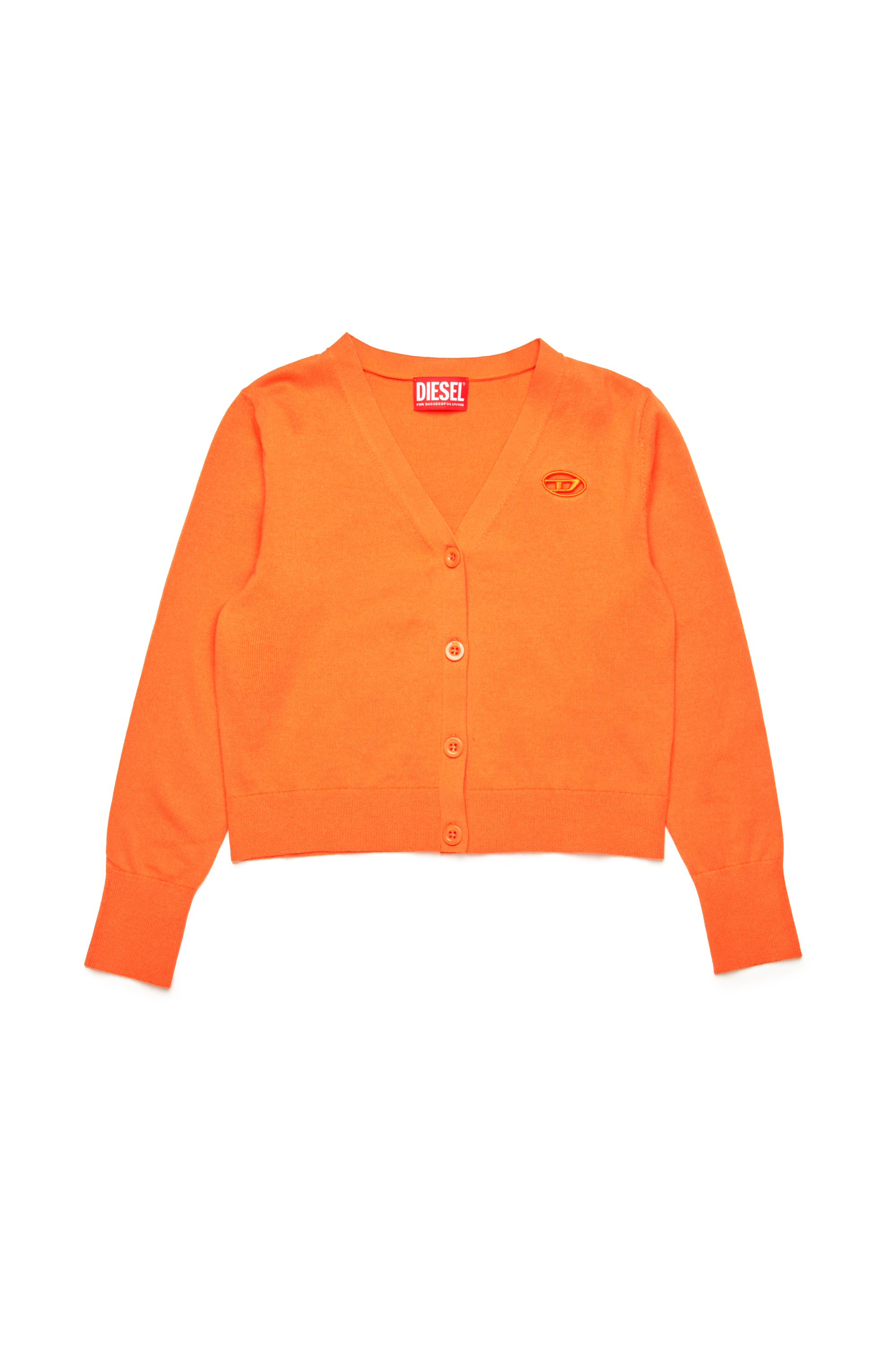 Diesel - KMARTE, Female's Cardigan with cut-out Oval D logo in オレンジ - 1