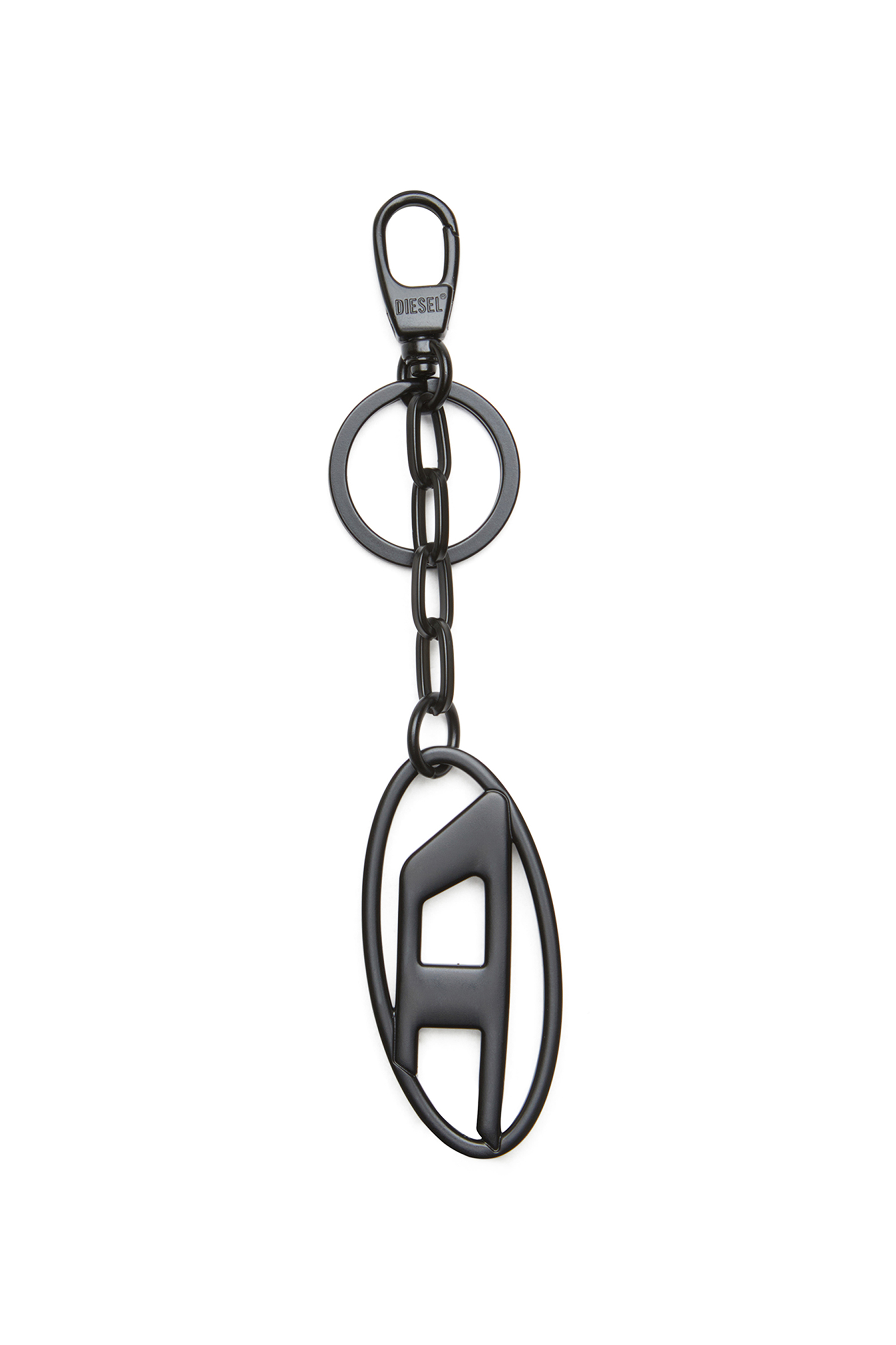 Diesel - HOLY-C, Female's Metal Oval D keyring with crystals in ブラック/シルバー - 2