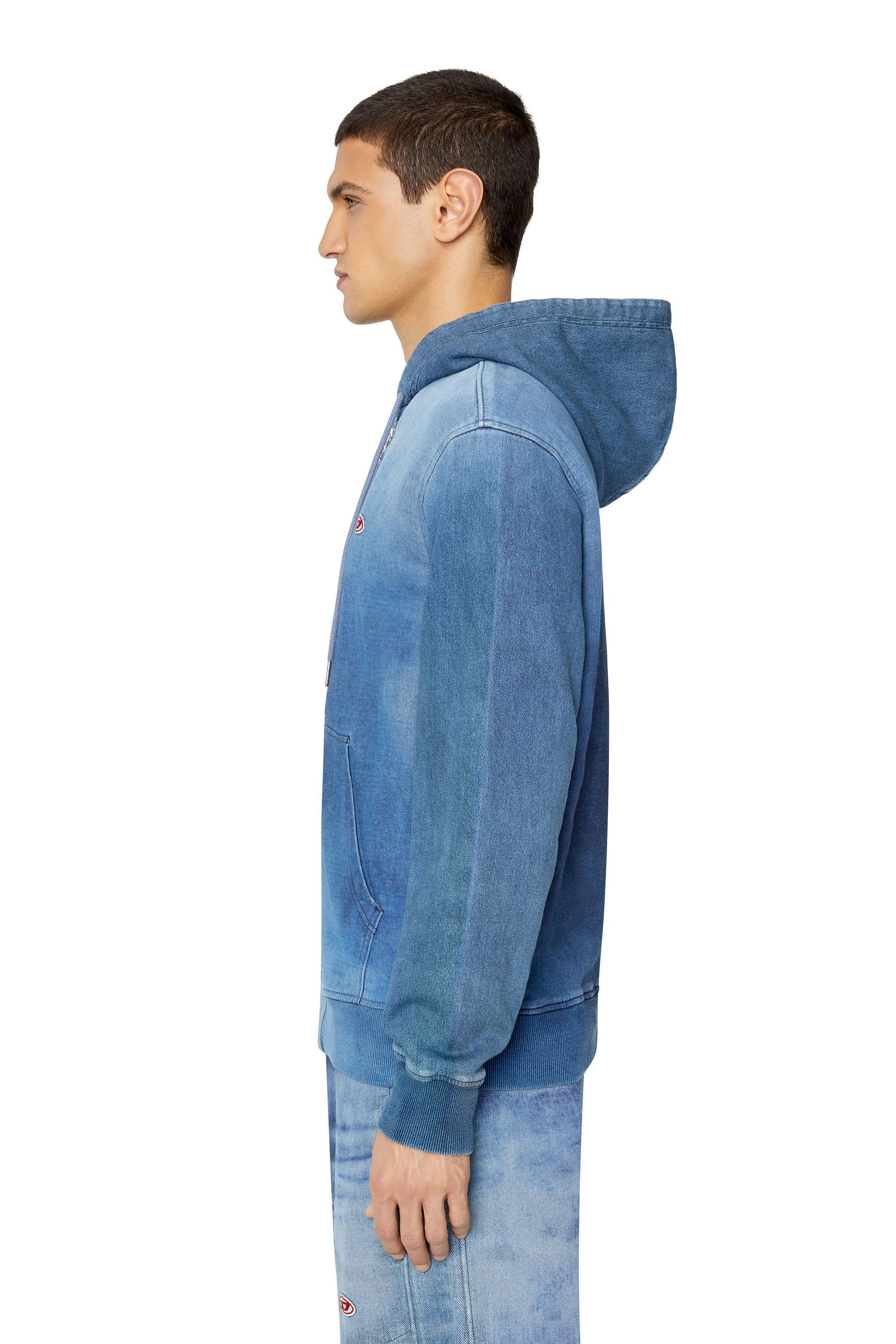 Diesel - D-GIR TRACK DENIM HOODIE, ミディアムブルー - Image 4