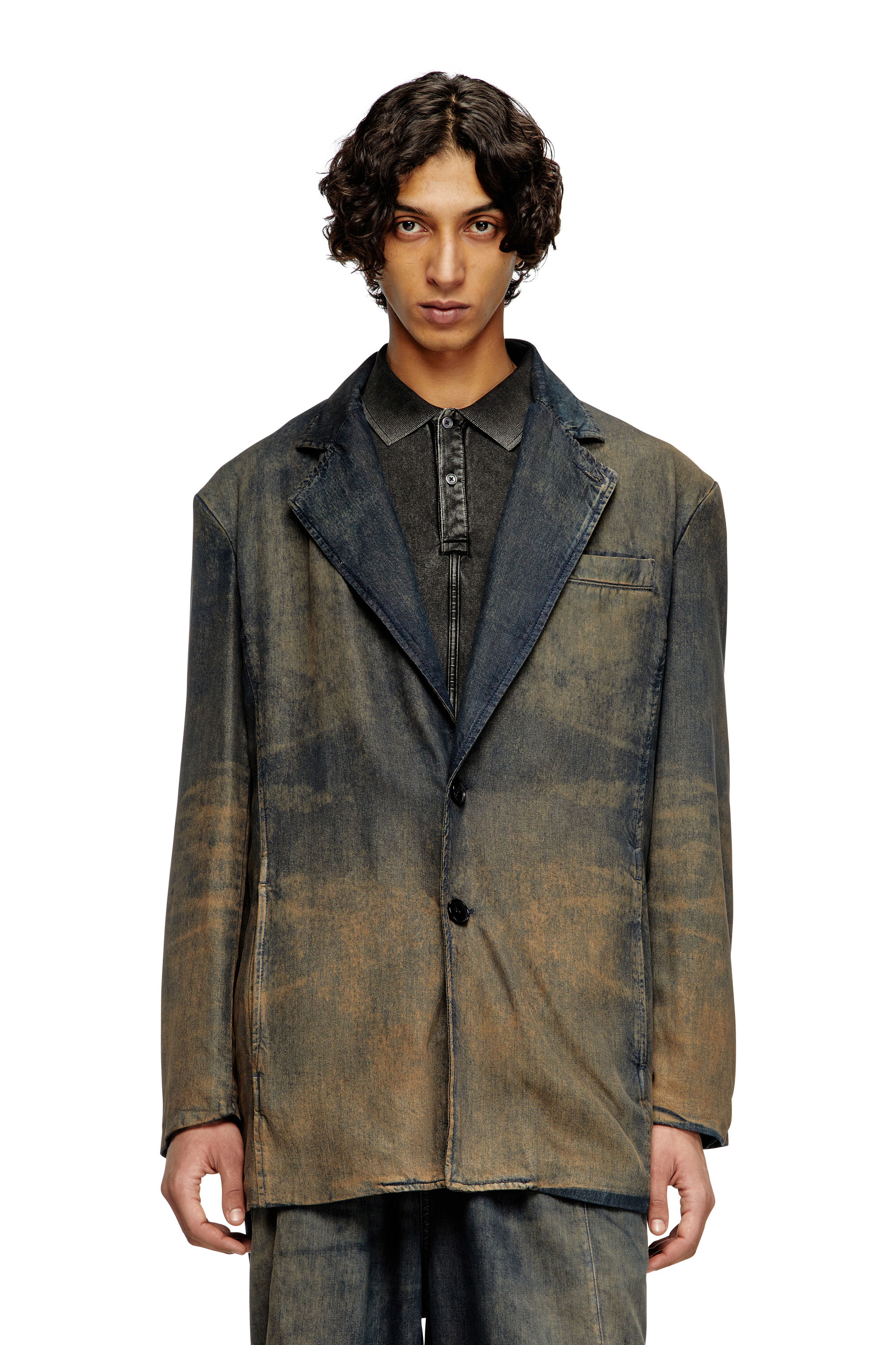 Diesel - D-REG-S, Unisex's Blazer in fluid shaded denim in ダークブルー - 3