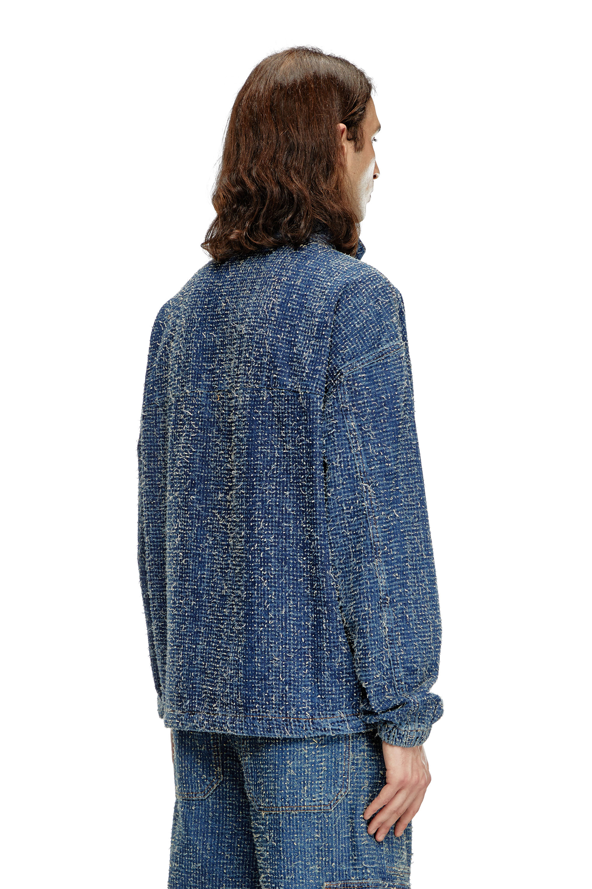 Diesel - D-FLOW-S, Unisex's Pullover jacket in bouclé denim in ダークブルー - 4