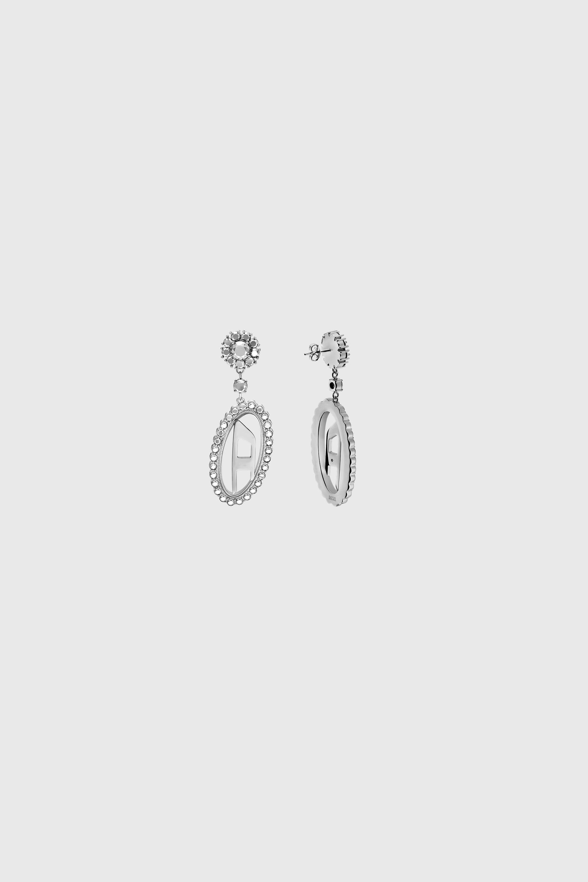 Diesel - DX1751040, Unisex's Stainless steel pave drop earrings in シルバー - 3