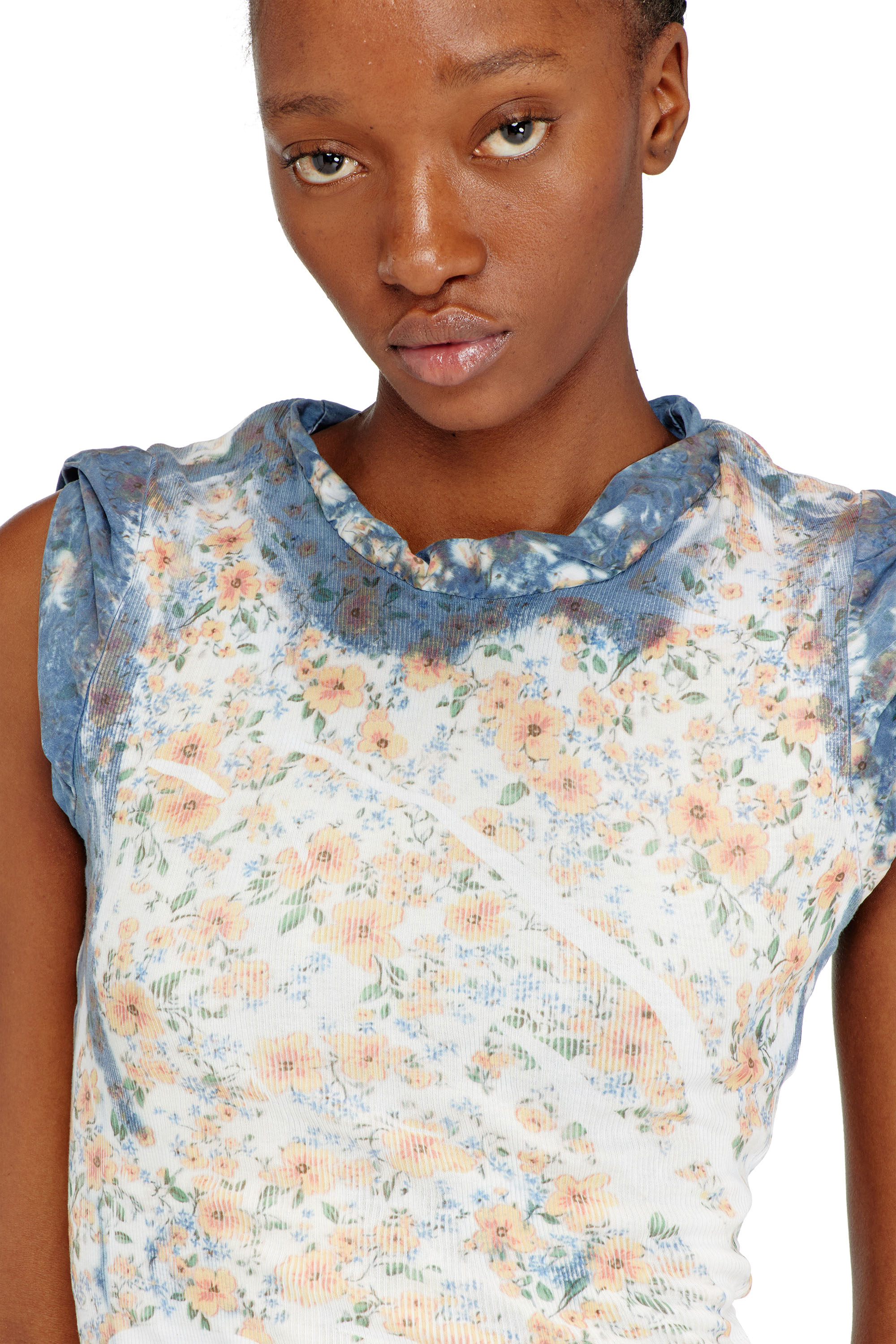 Diesel - D-AYANA, Female's Layered short dress with floral X-ray effect in null - 4