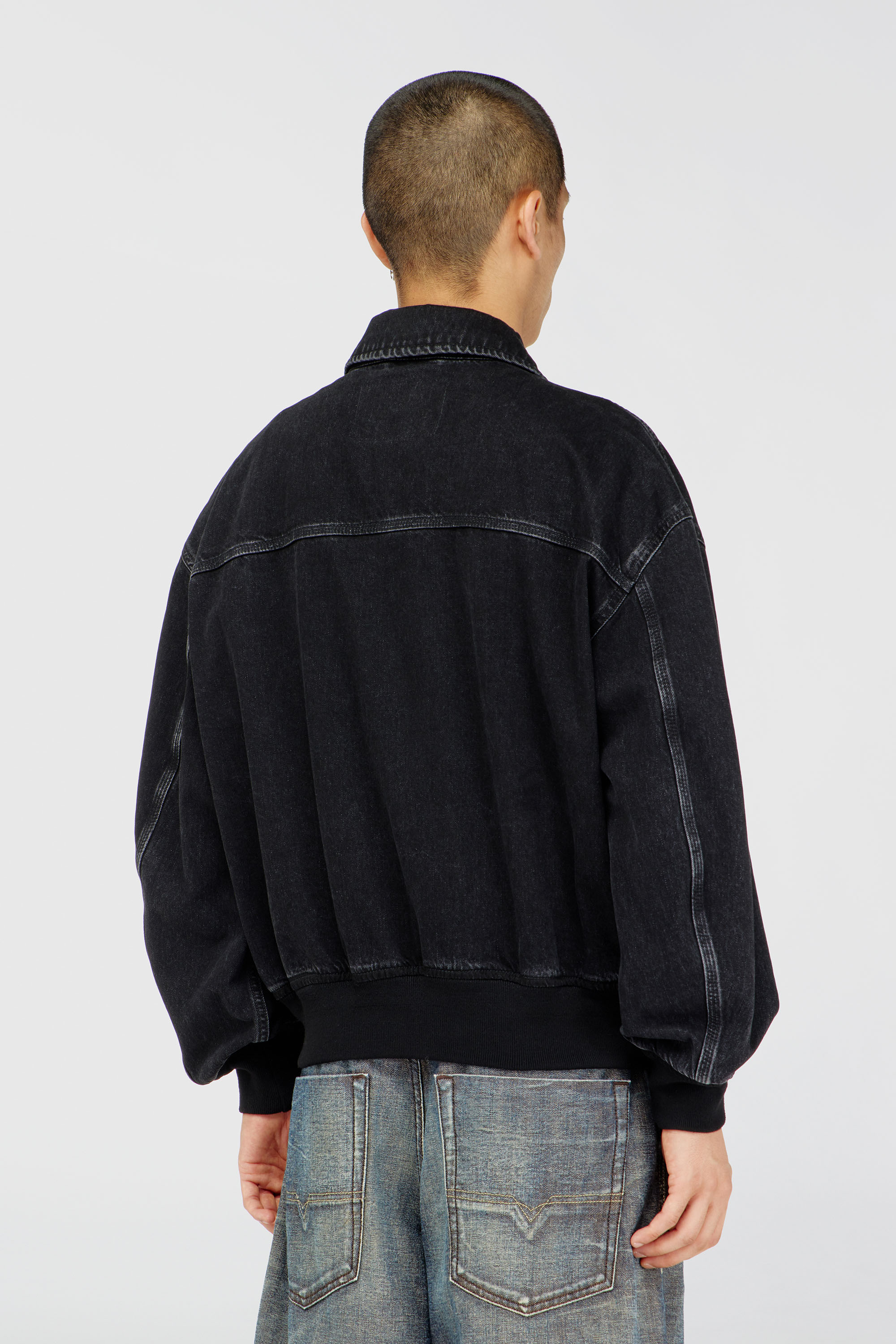 Diesel - D-KURZ, Unisex's デニムジャケット in ブラック - 5