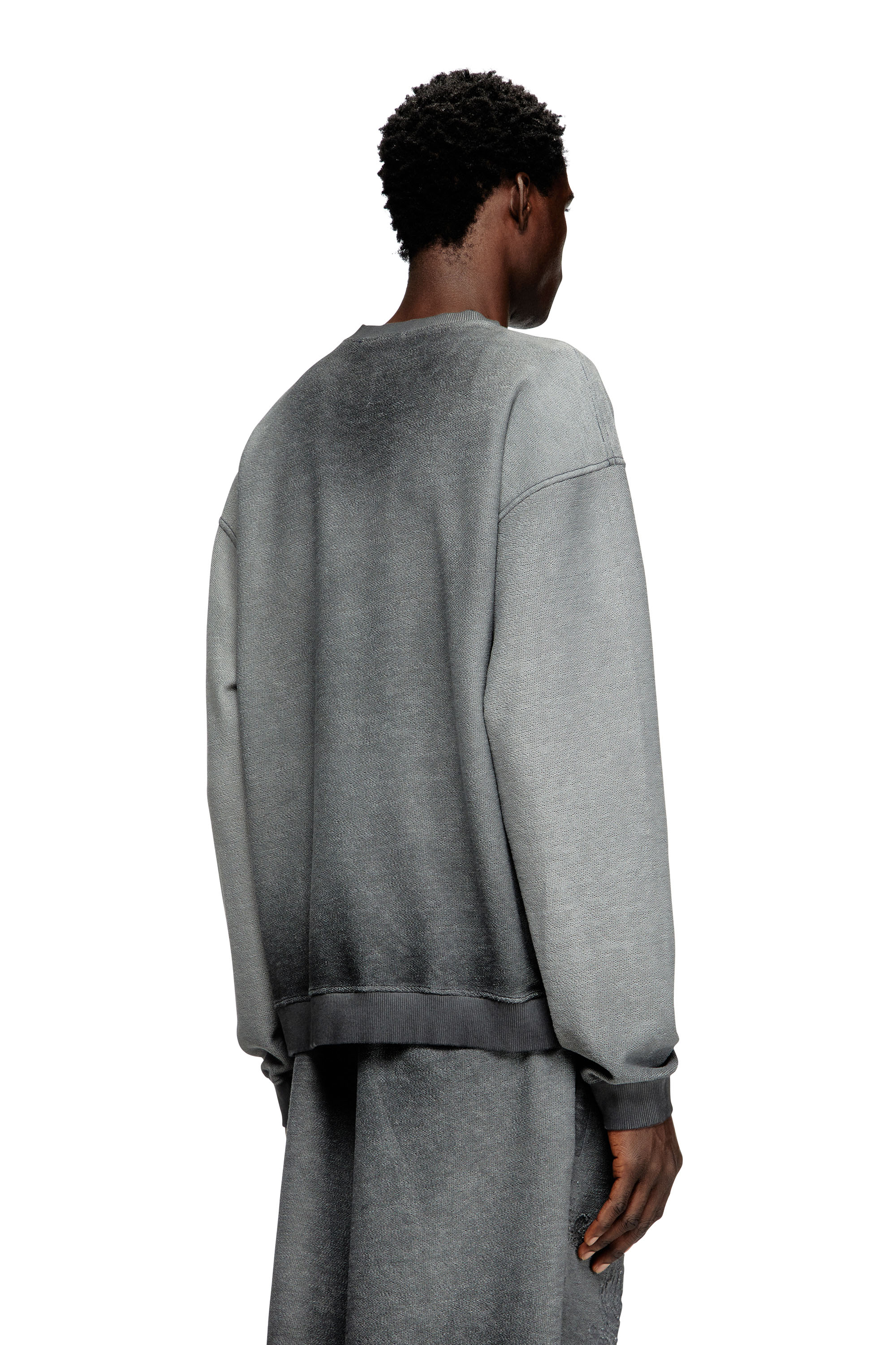 Diesel - S-ARON, Male's Faded sweatshirt with devoré Phoenix logo in グレー - 4