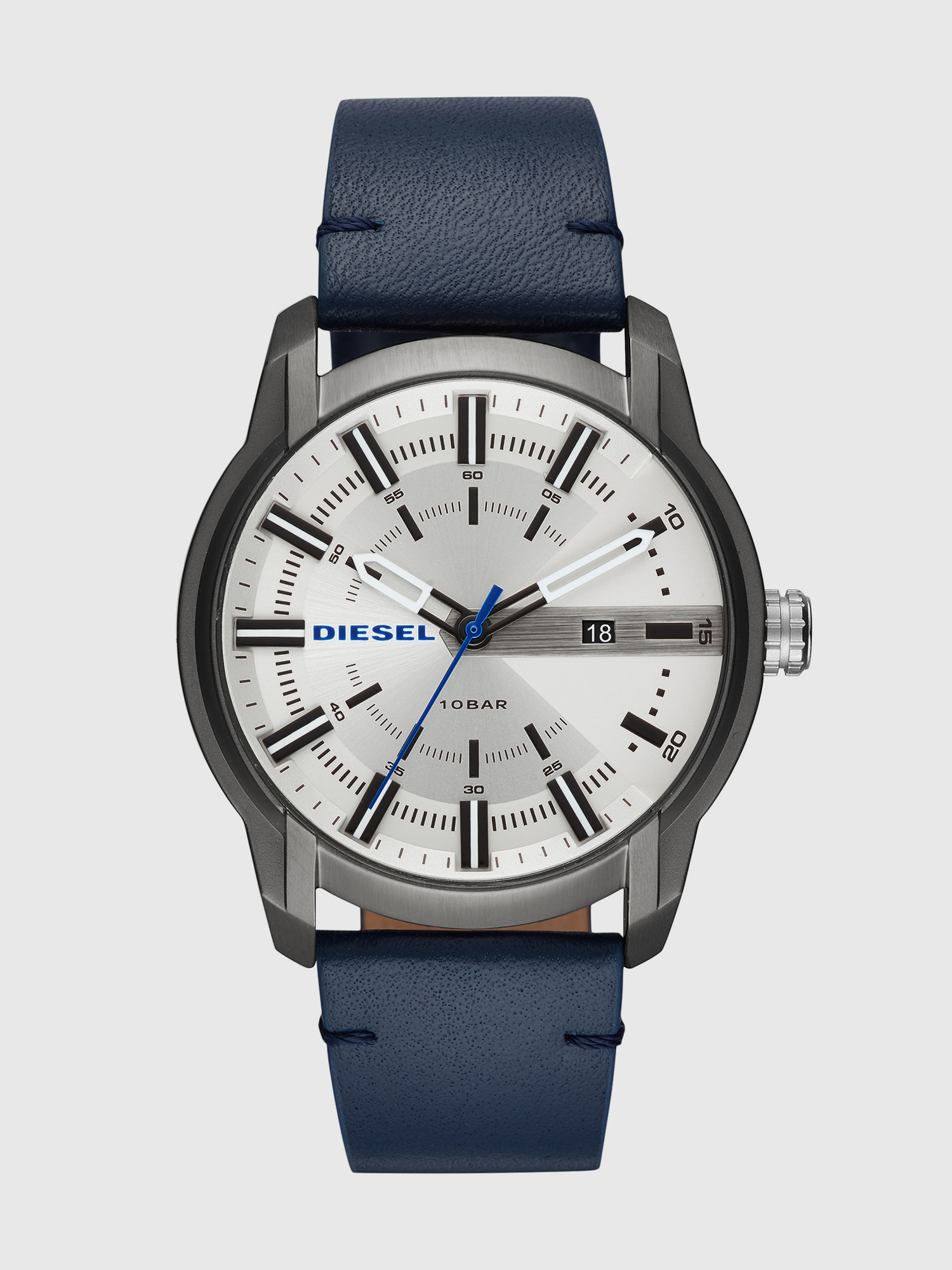 Diesel - DZ1866, Male's Armbar navy watch with silver-tone dial, 44 mm in ブルー - 1