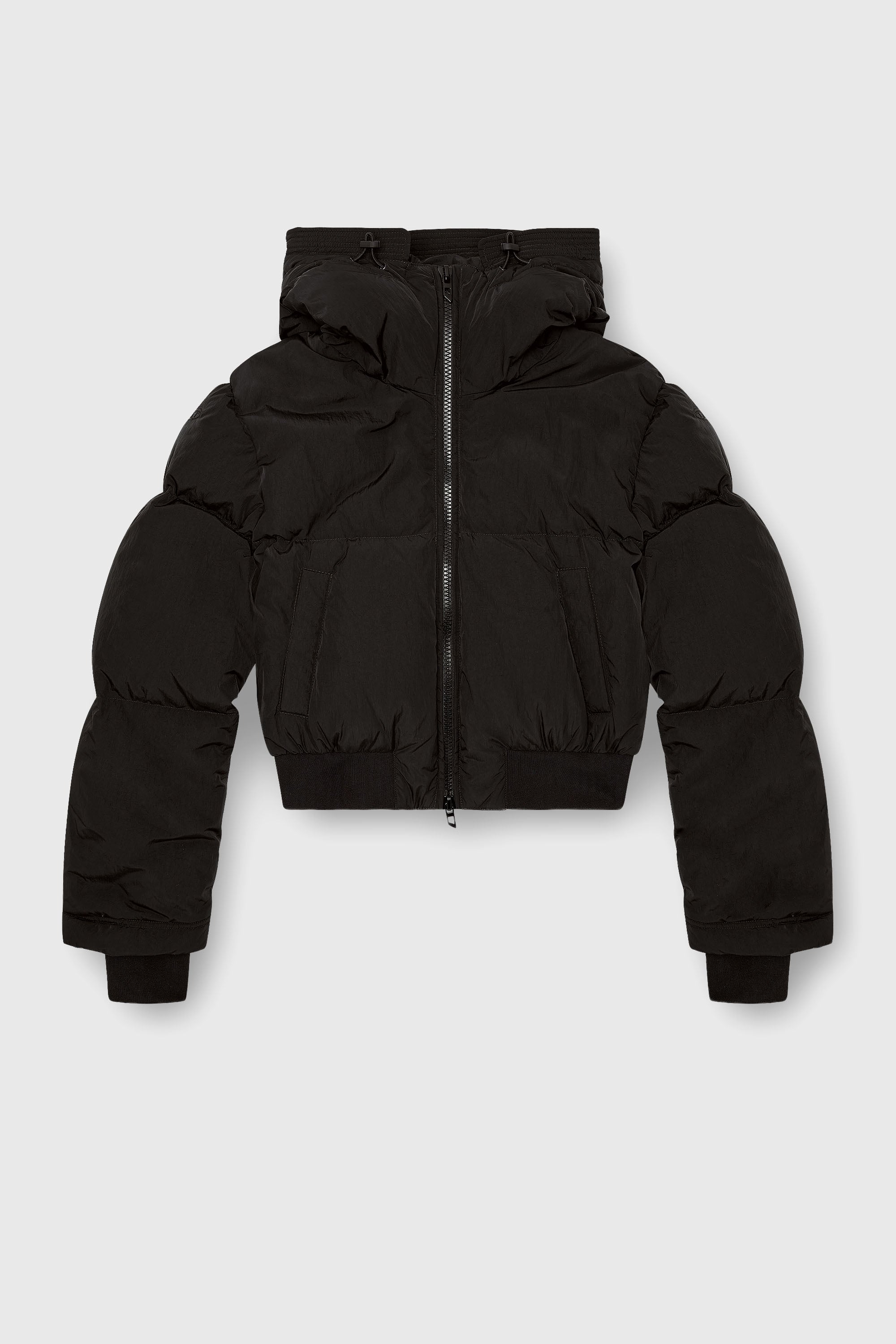 Diesel - W-PEYT-SHORT-NEW-P1, Female's Hooded down jacket in crinkled nylon in ブラック - 2