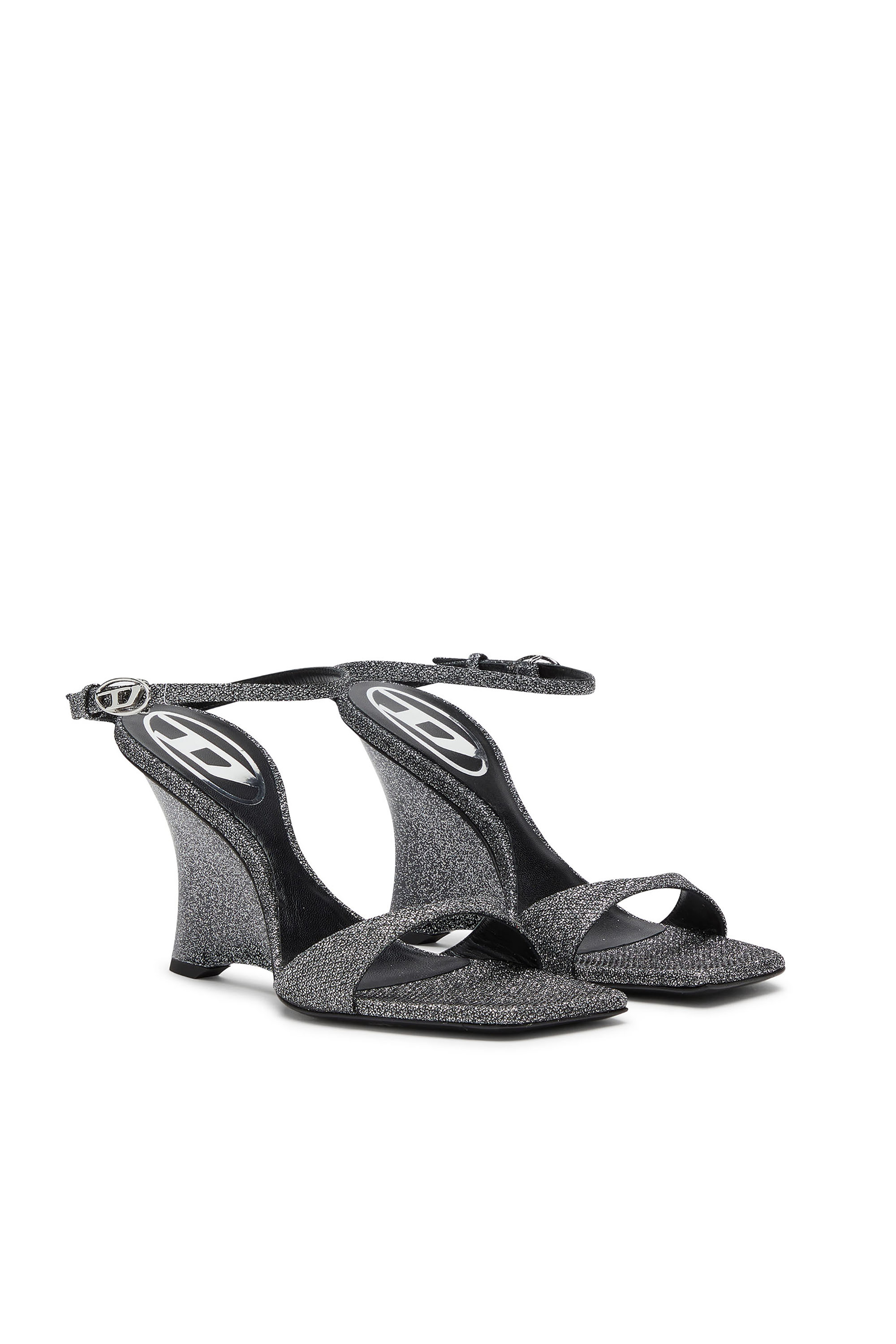 Diesel - D-AMBER SANDAL WEDGE, Female's ウェッジサンダル in シルバー - 2