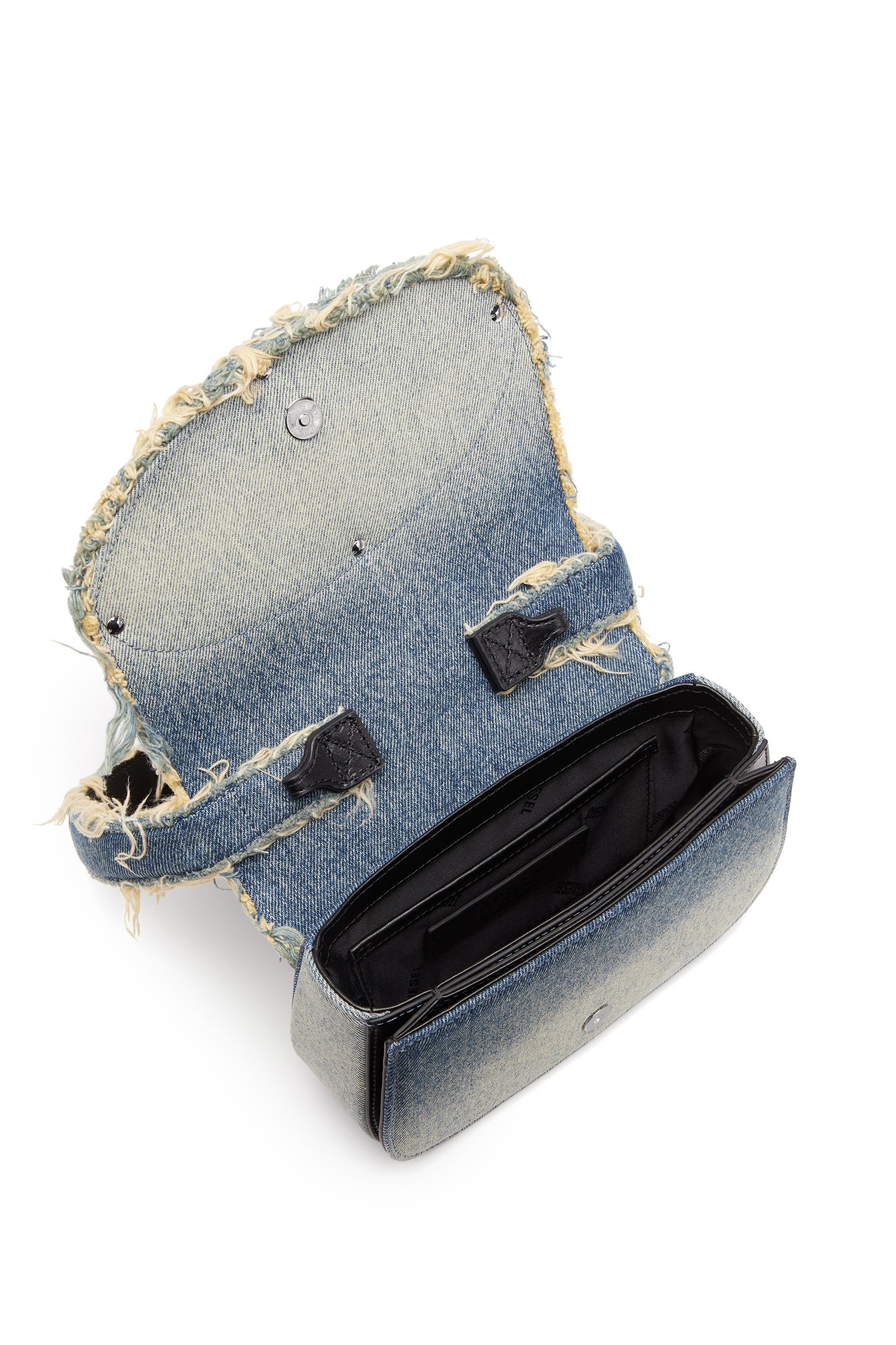 Diesel - 1DR, Female's 1DR-Iconic shoulder bag in denim and crystals in ブルー - 4