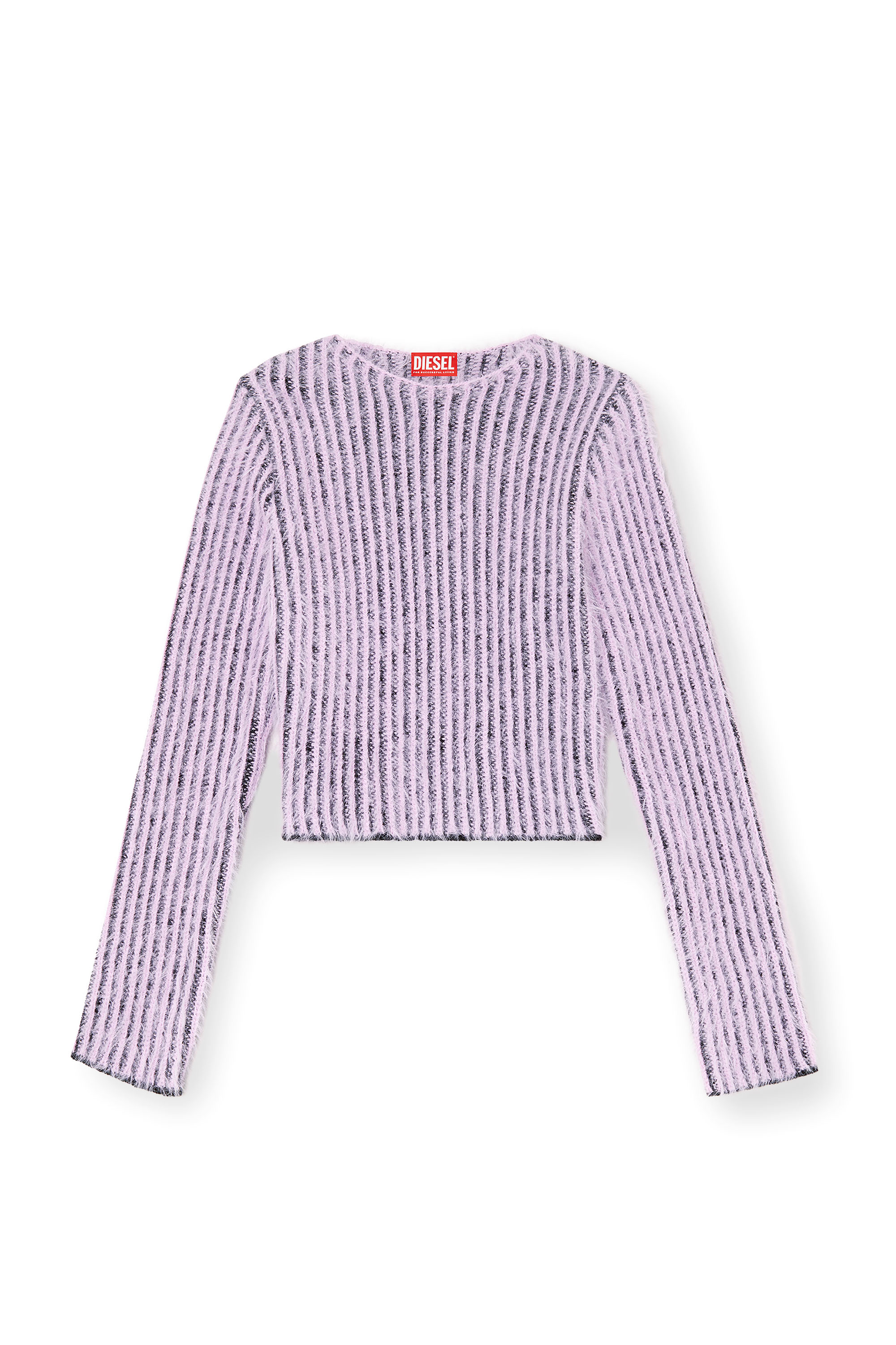 Diesel - M-TIGRE, Female's Fuzzy striped wool-blend jumper in ライラック - 3