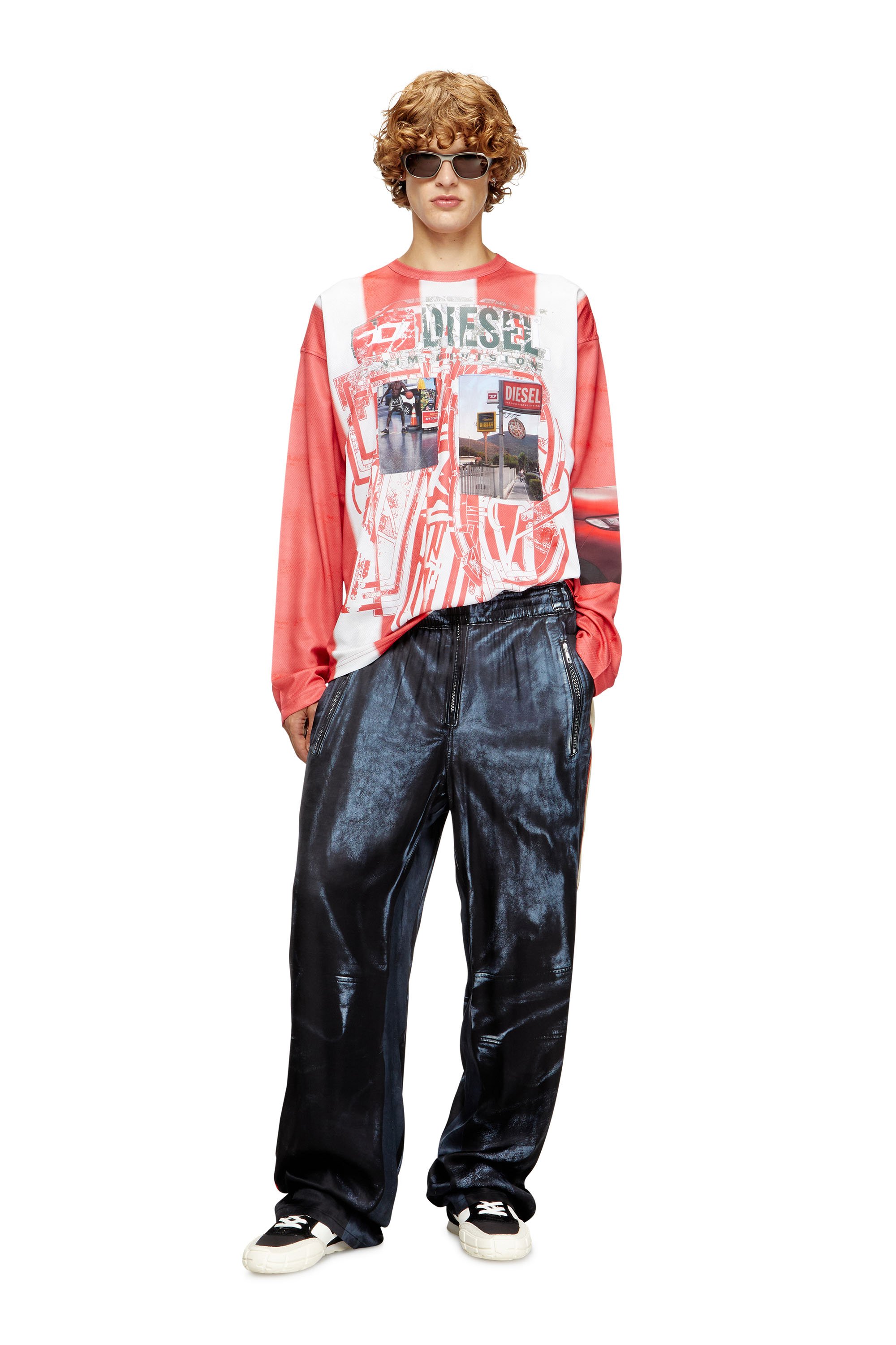 Diesel - P-THECKS-NMAN, Male's Viscose trousers with biker print in ブラック/ブルー - 2