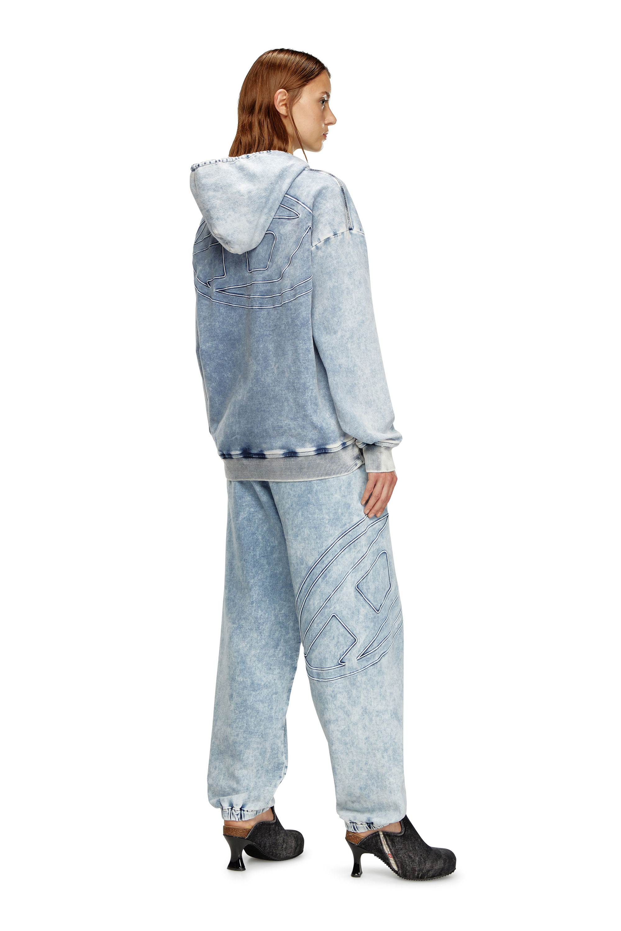 Diesel - D-UM-RIB-S2 TRACK, Unisex's Sweatshirt in Track Denim with Oval D in ライトブルー - 7