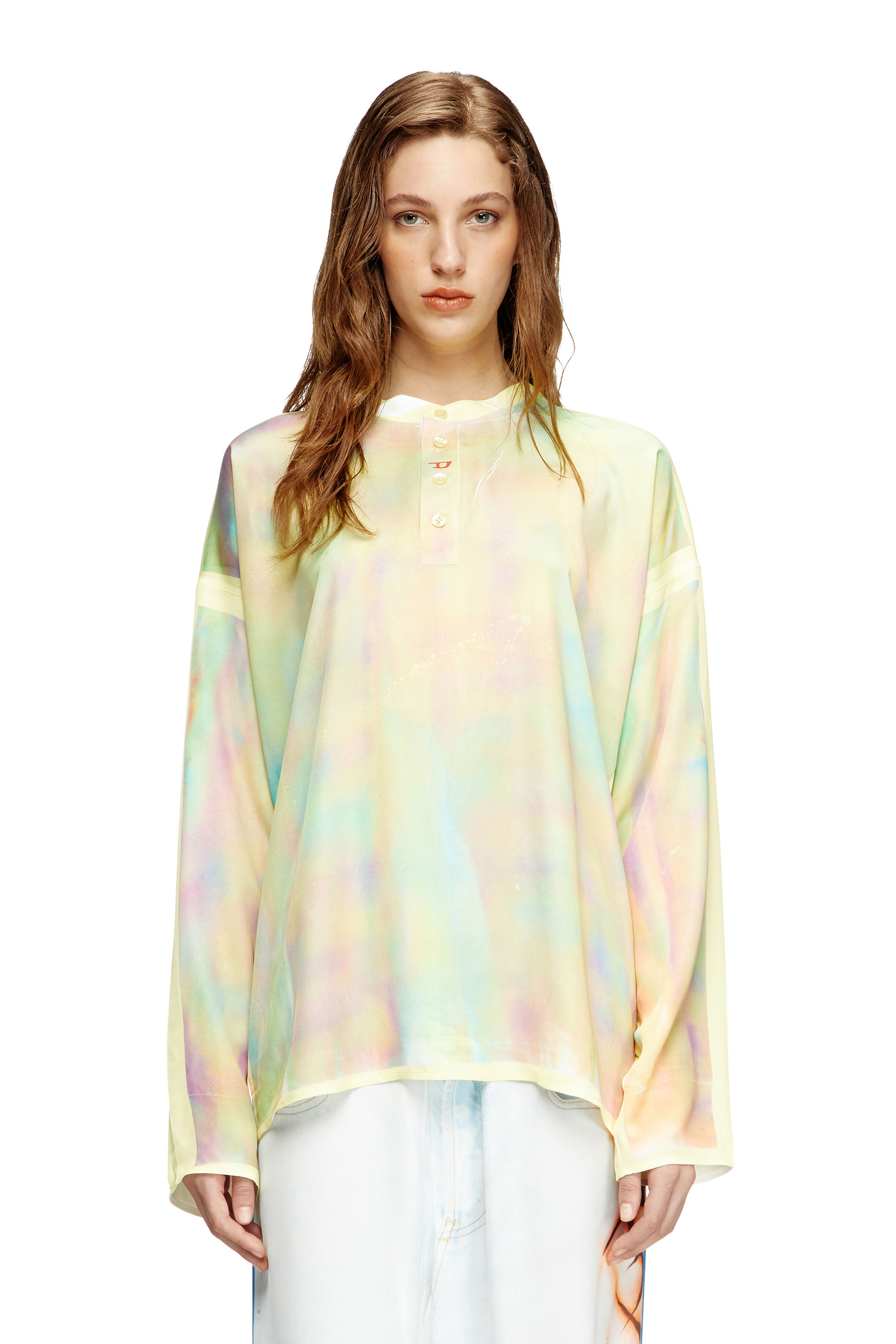 Diesel - T-OLAVI-A-SER-GRAFFITI-CHI, Unisex's Henley top with graffiti print in イエロー - 4
