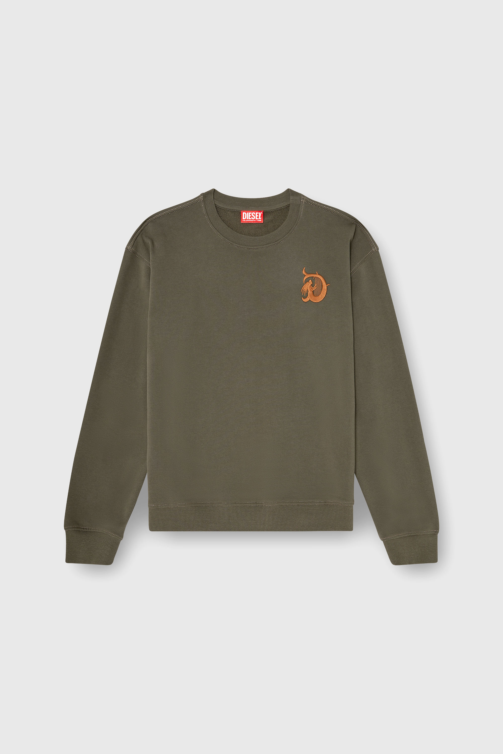 Diesel - S-NORM-AA4, Male's プルオーバースウェット in ミリタリーグリーン - 2