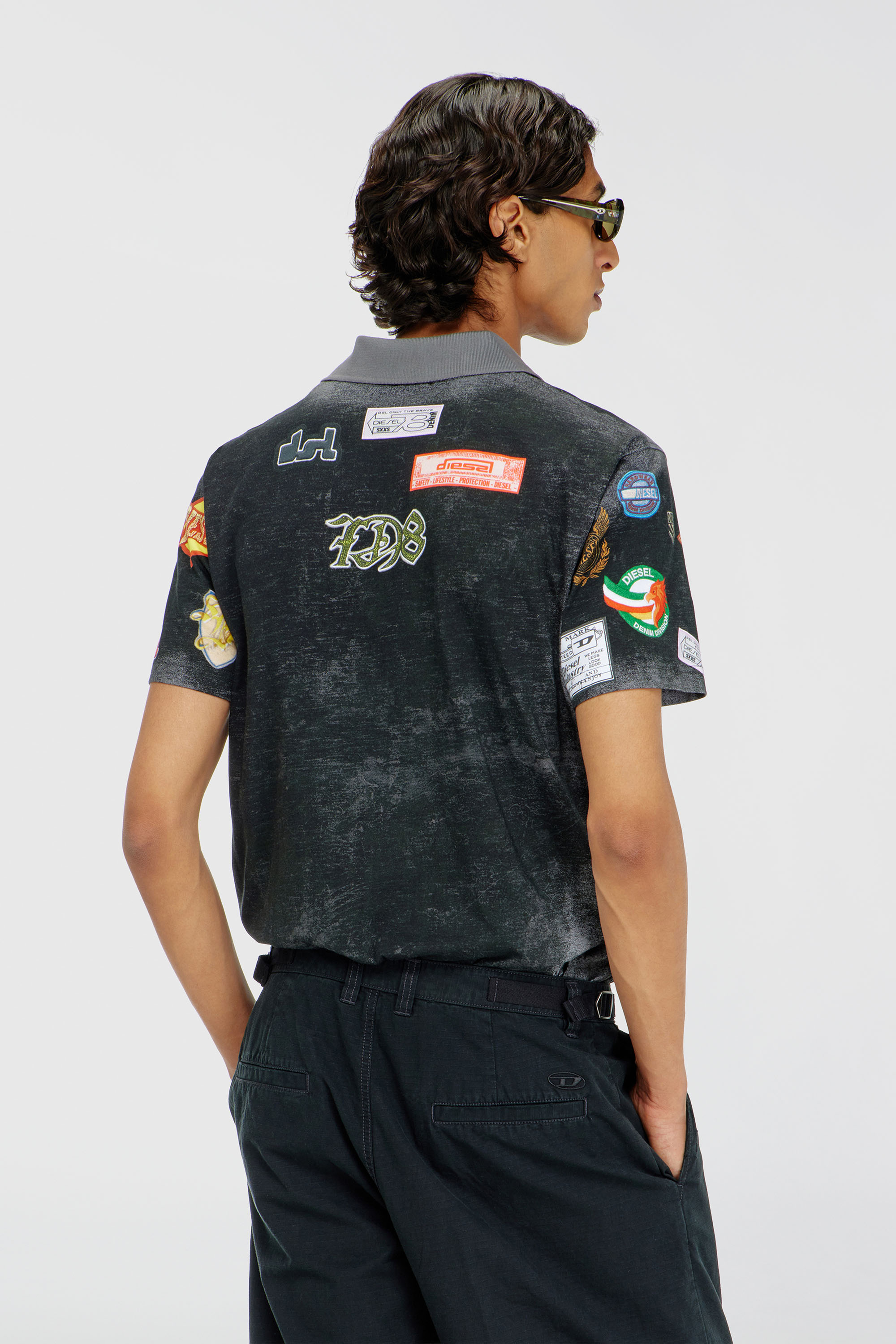 Diesel - T-REJUST-PATCHES, Male's ポロシャツ in ブラック - 4