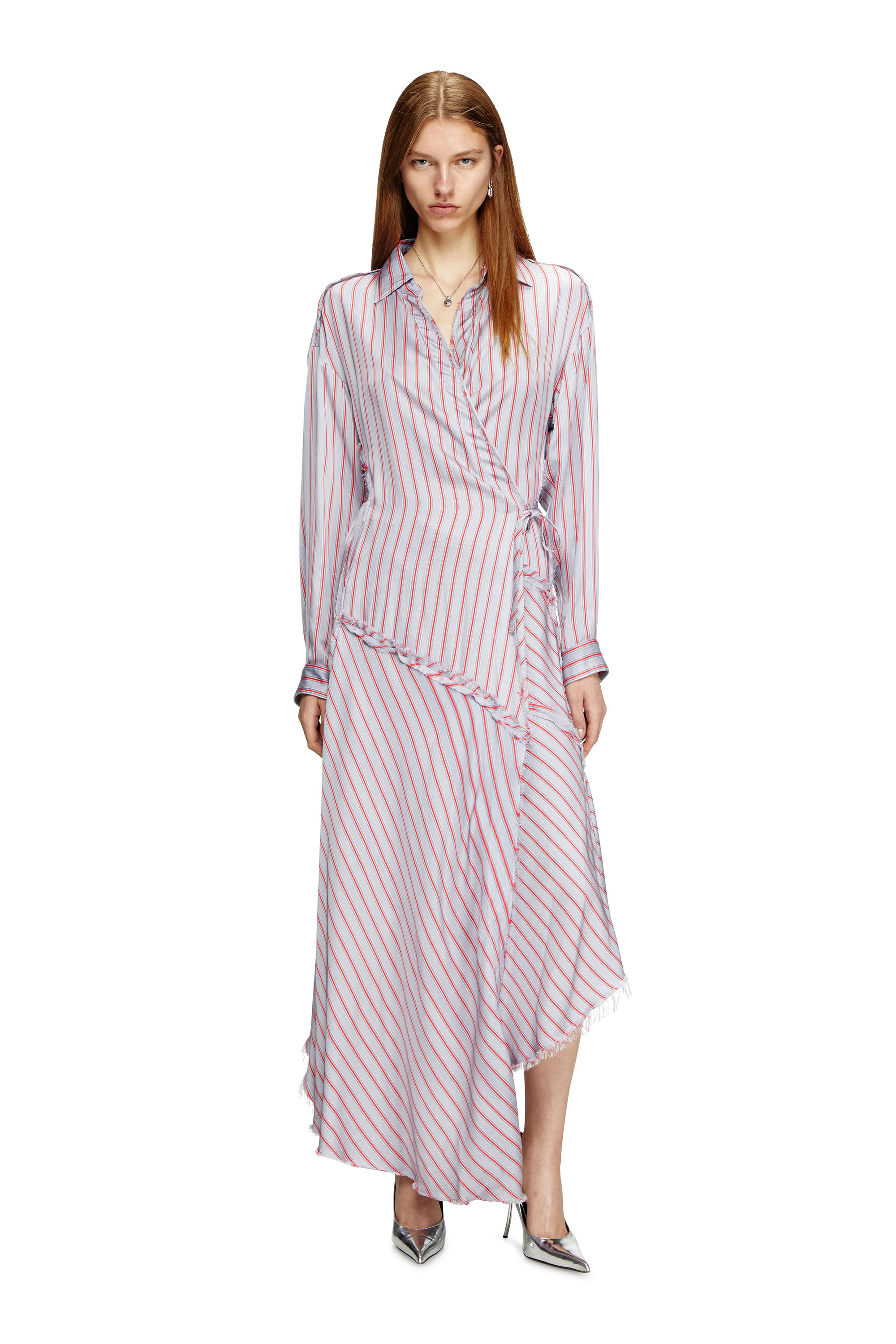 Diesel - D-RAVEN, Female's Asymmetrical wrap shirt dress in ピンク/バイオレット - 2