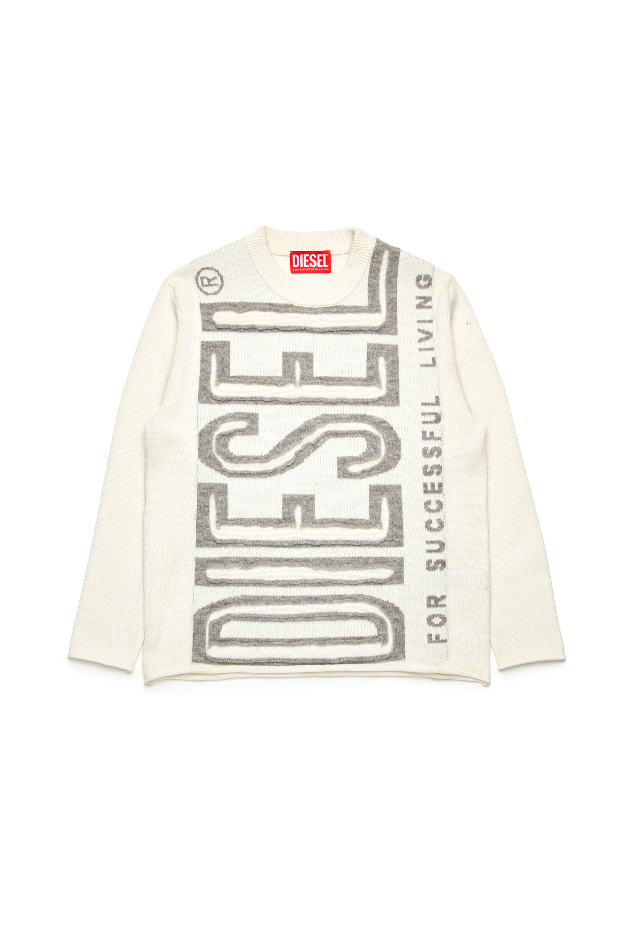 Diesel - KFLOYD OVER, Male's Jumper with peel-off logo in ホワイト - 1