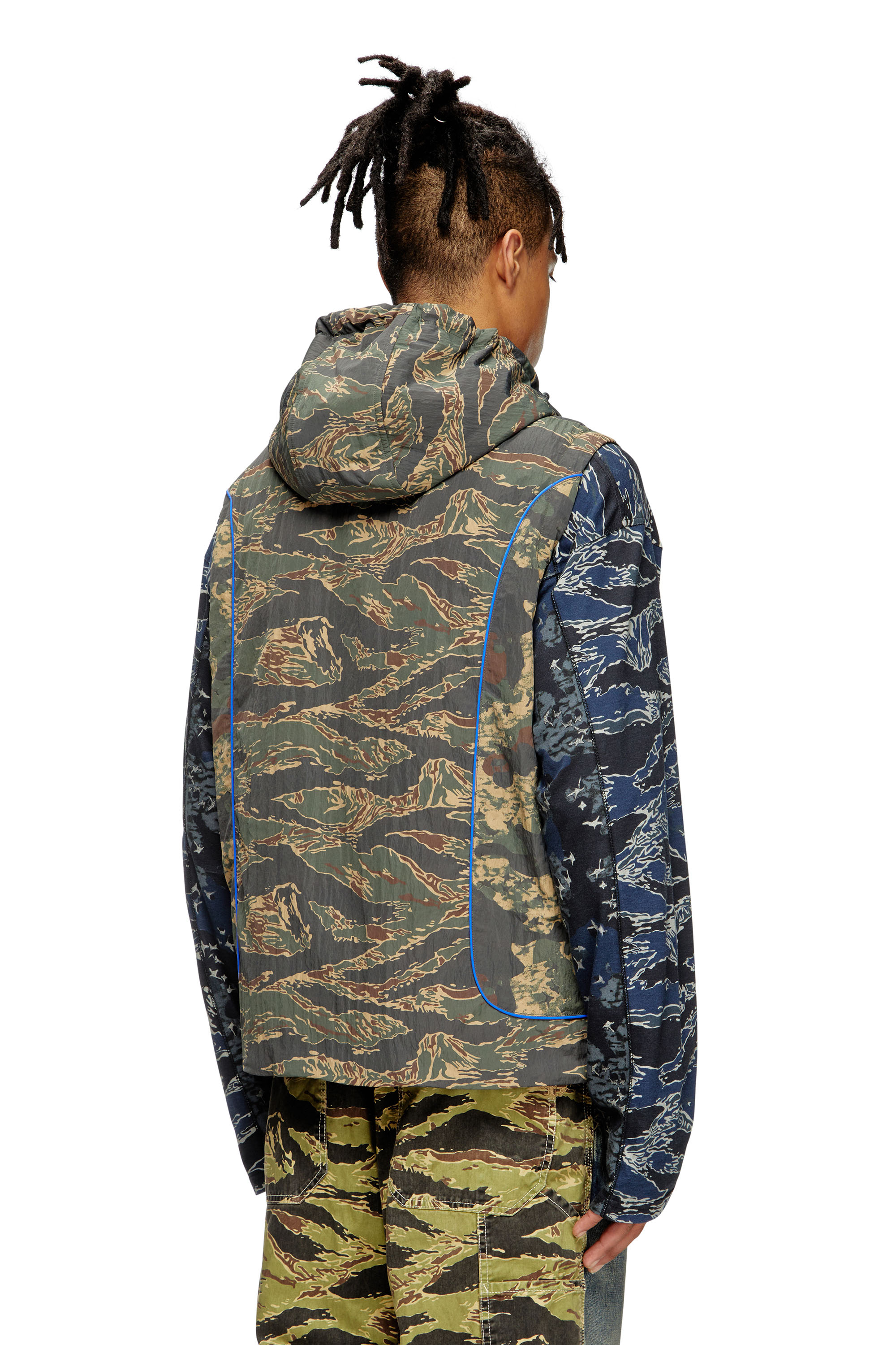 Diesel - J-OSTEND-SL-CAMU, Male's Hooded vest with mixed camo prints in ブルー/グリーン - 4