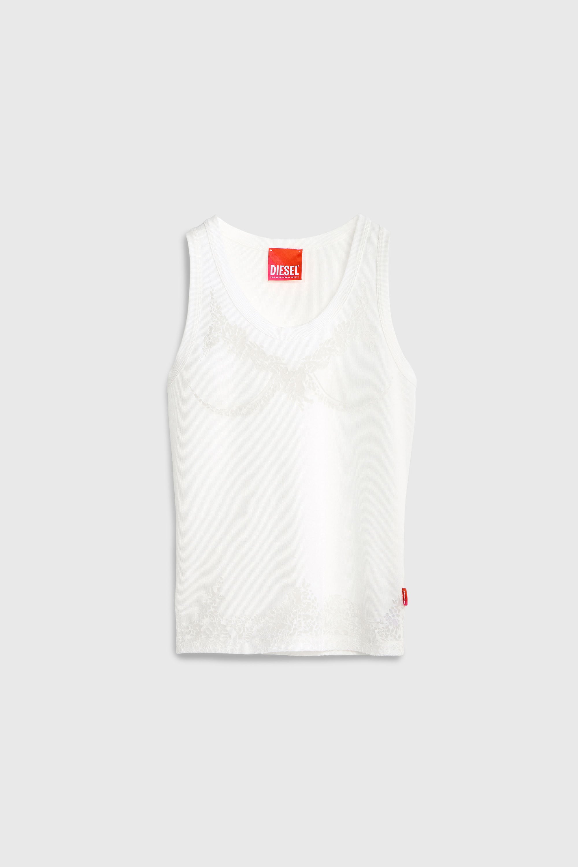 Diesel - PR-T-ANKI-LACE-R, Female's Tank top with devor&eacute; lace effect in ホワイト - 2