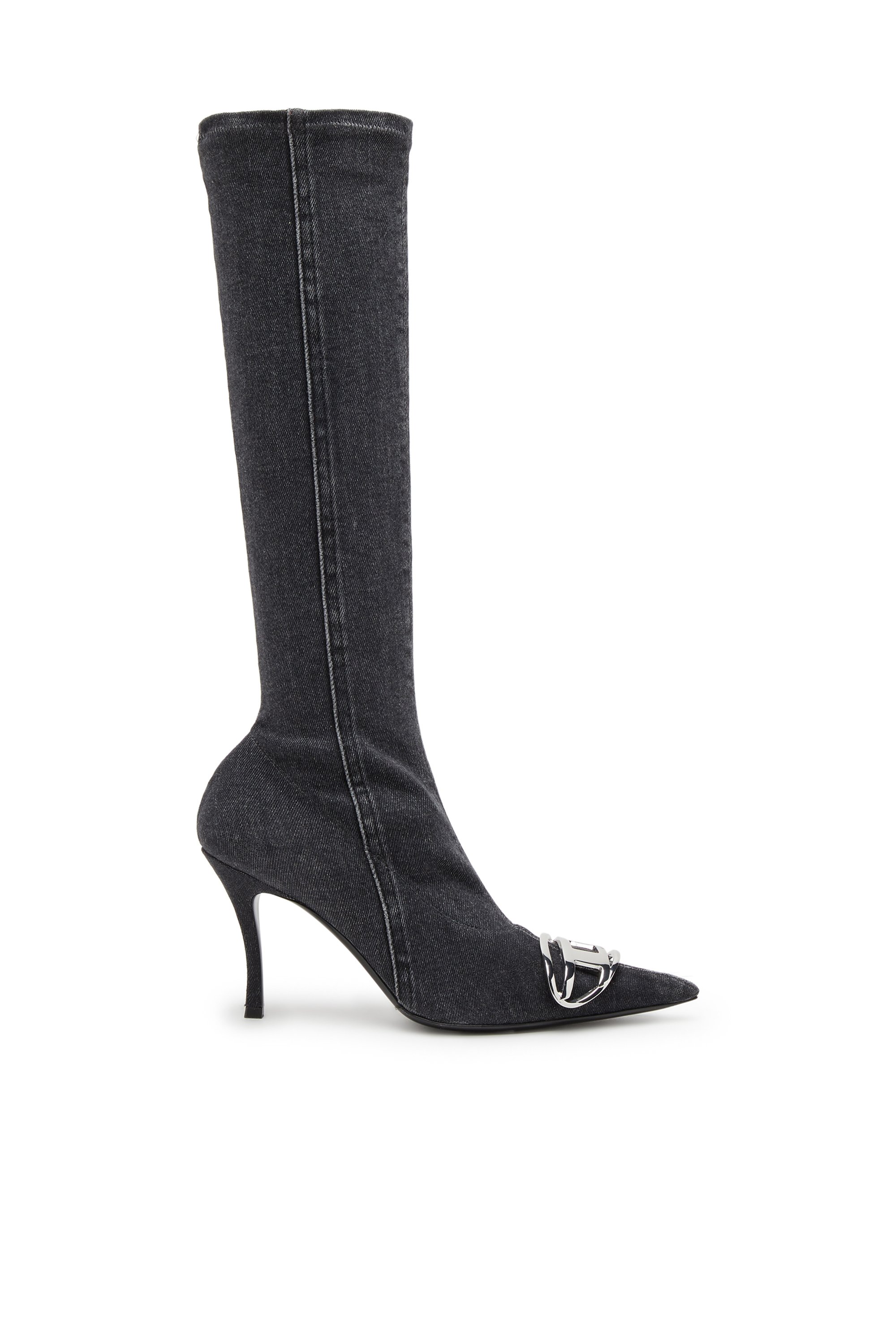 Diesel - D-VENUS KB D, Female's D-Venus-Knee-high boots in stretch denim in ブラック - 1