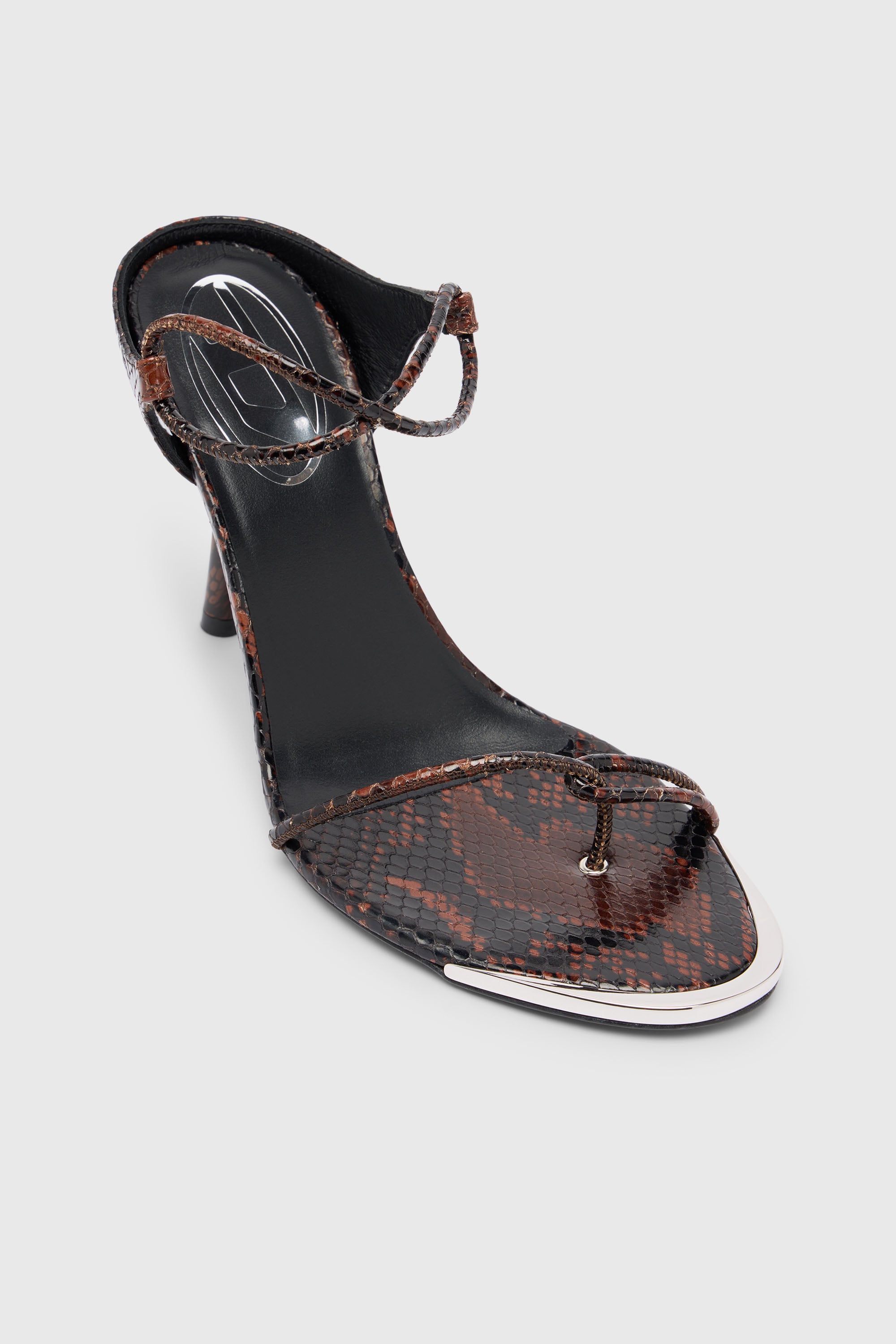 Diesel - D-DIAM'S INFRA LACE 90, Female's D-Diam's-Thin cord Sandals in croc-effect leather in ブラウン - 6