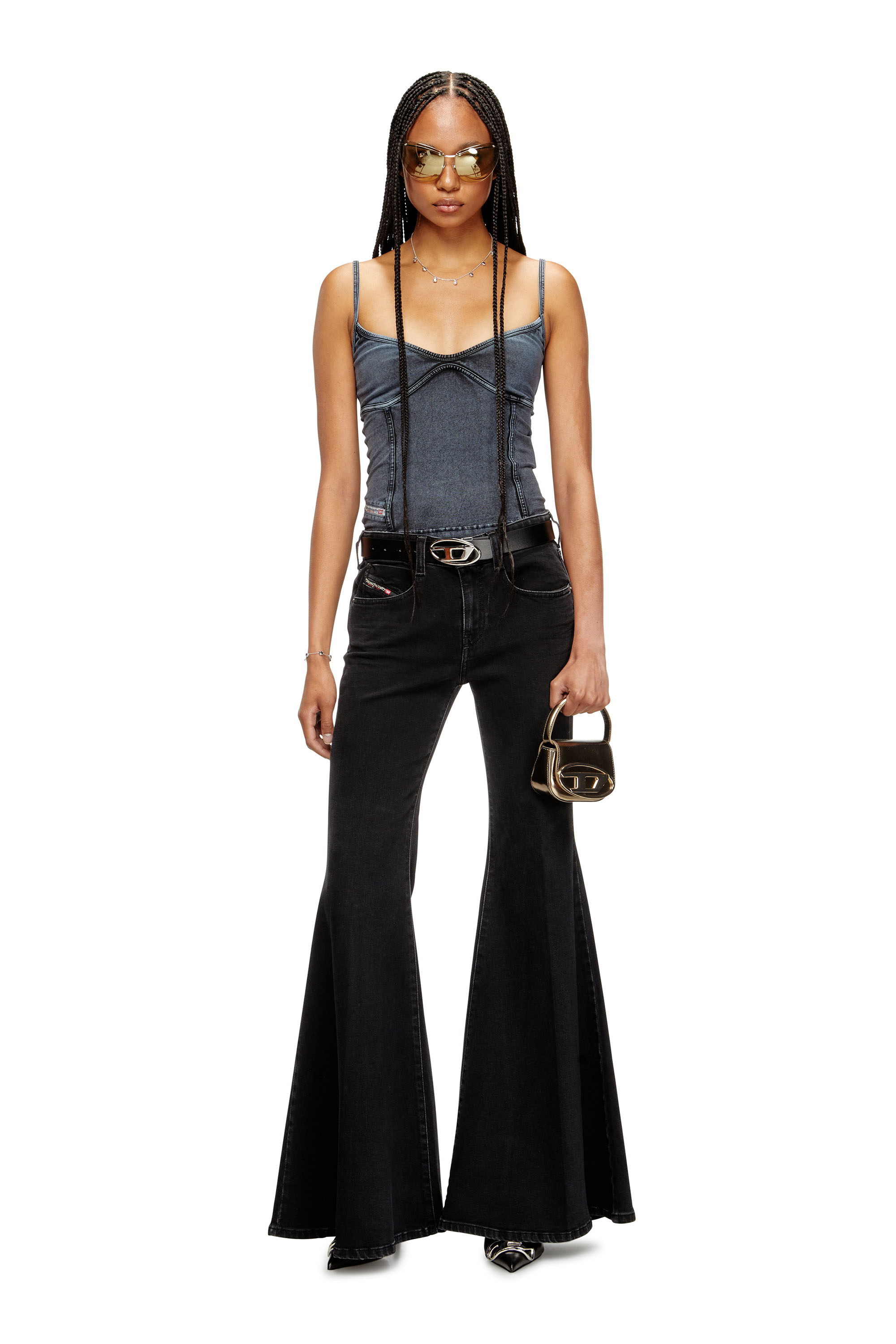 Diesel - Female's Flare Jeans 1970 D-Bleess 09M69, ブラック/ダークグレー - 1