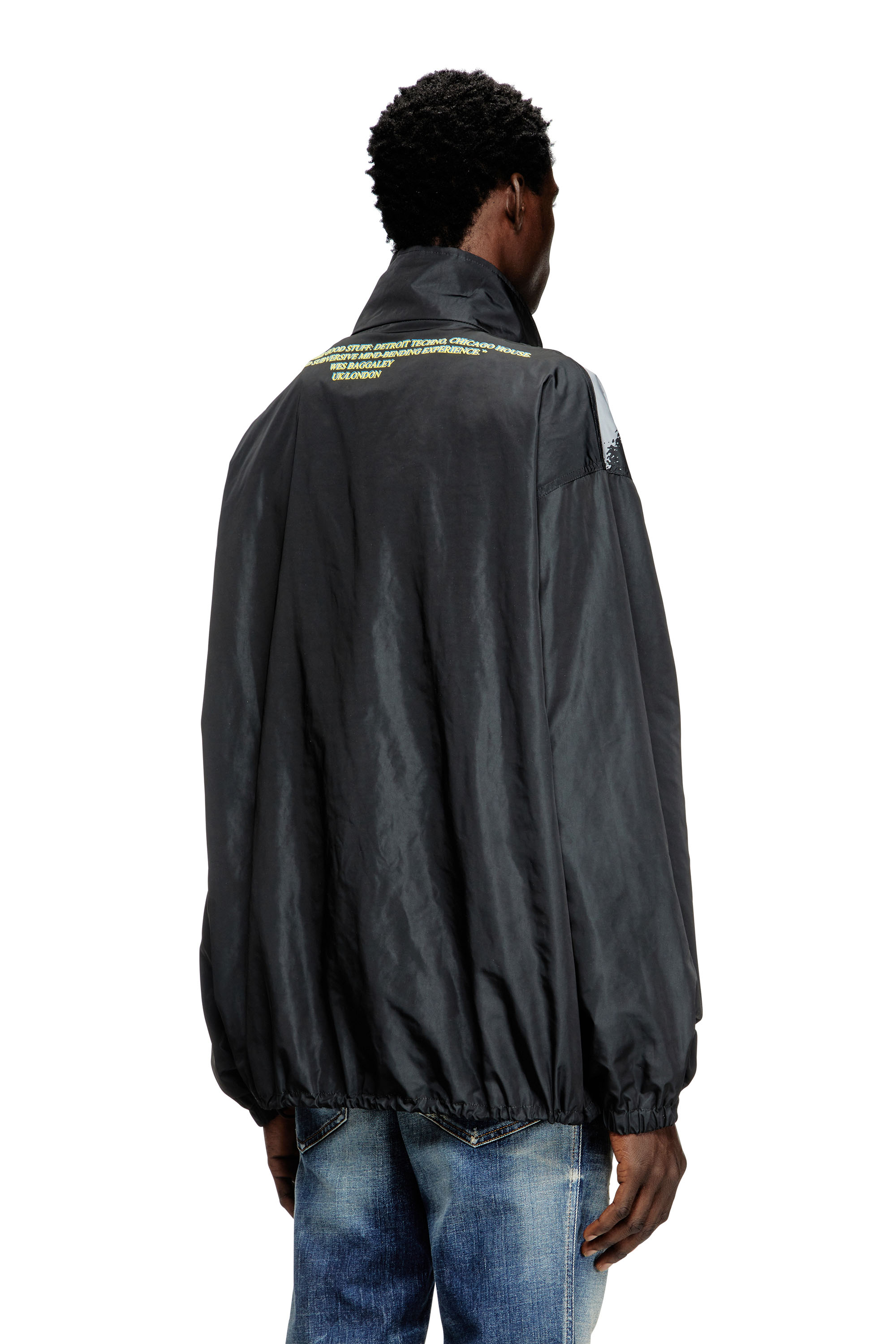 Diesel - J-ERIK, Unisex's Tech-jersey jacket with lyrics print in ブラック - 5