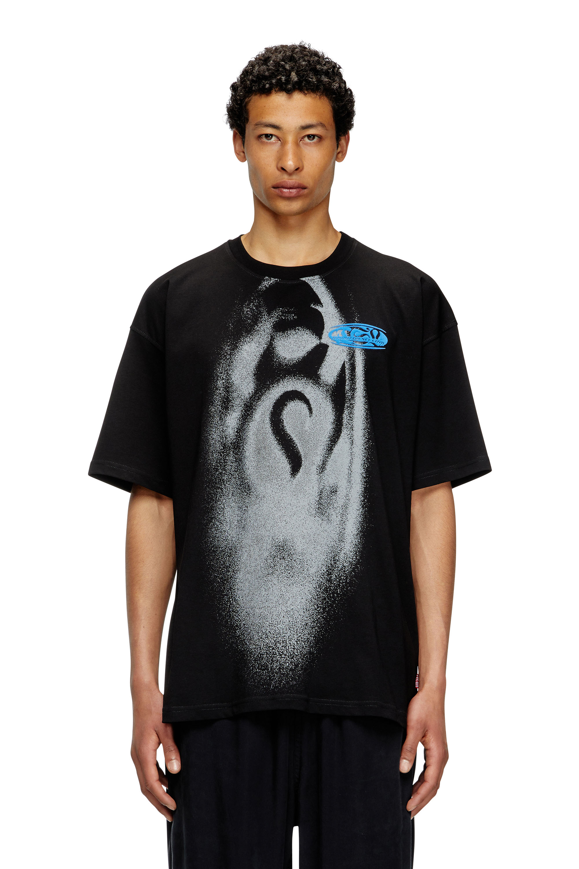 Diesel - T-BOXT-T7, Male's T-shirt with spray-effect print in ブラック - 1