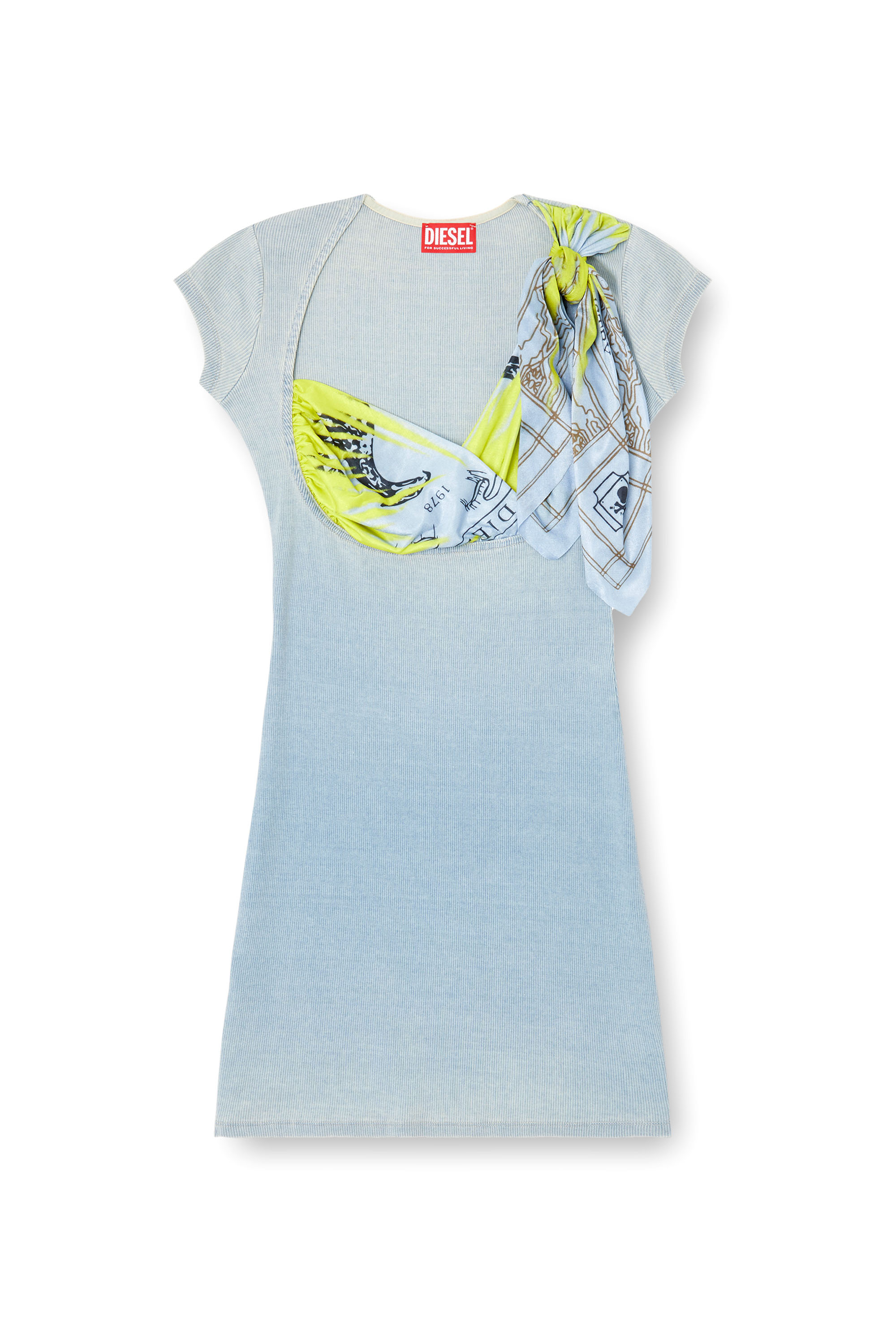 Diesel - D-LERYN, Female's Mini dress with bandana bra insert in ライトブルー - 3