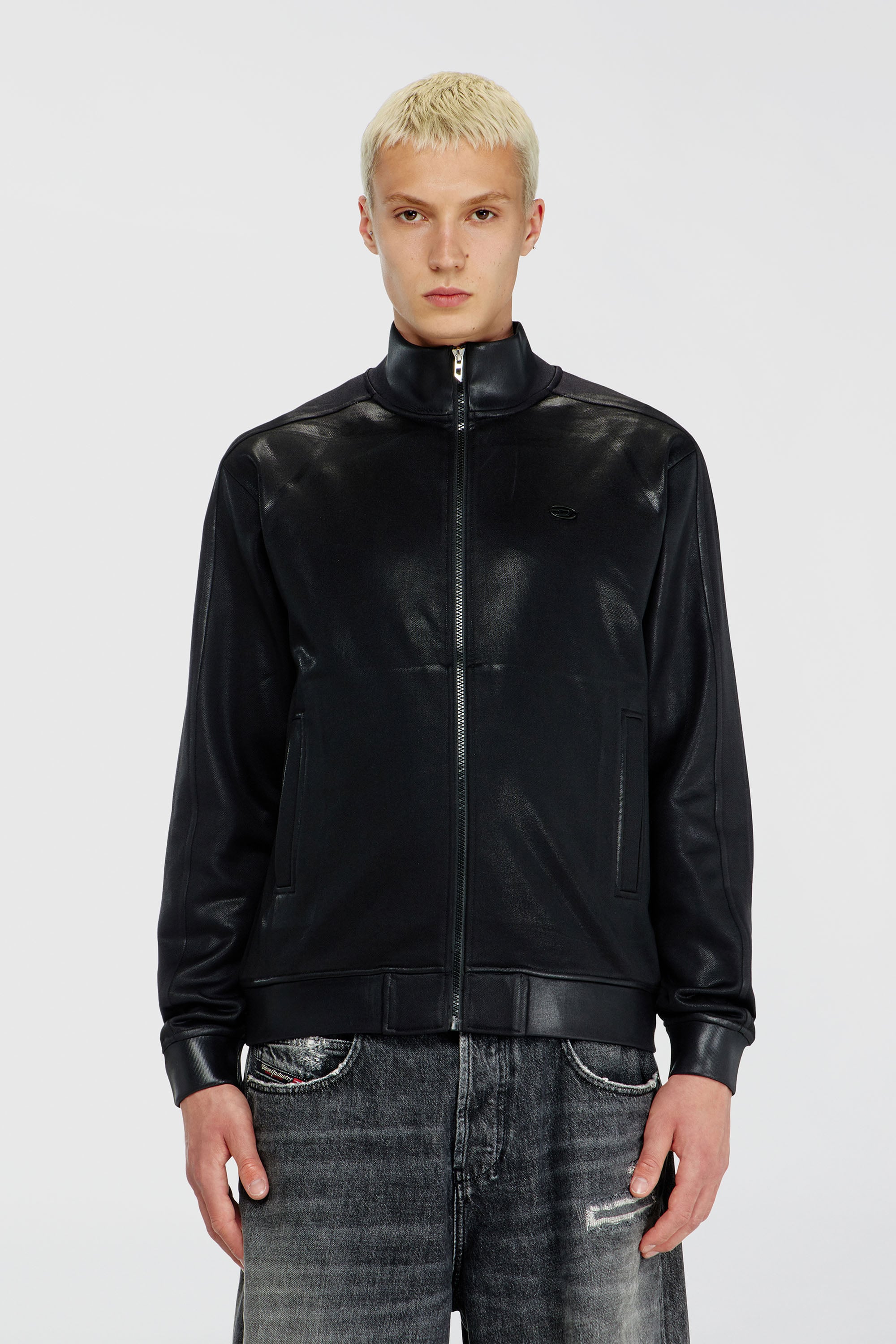 Diesel - S-GLOSSY, Male's ジップアップスウェット in ブラック - 1