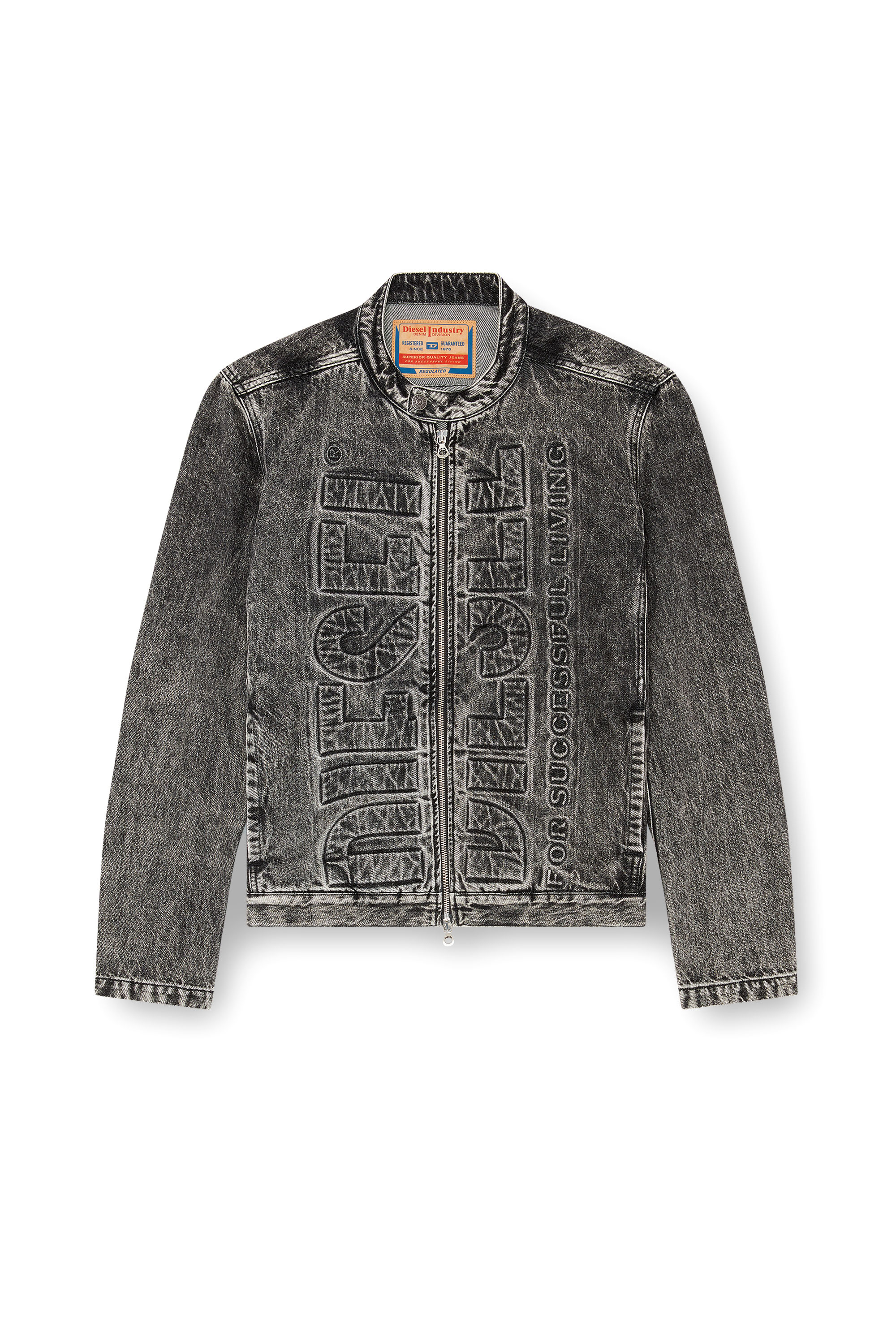 ジャケット・アウター diesel d-glory Men's Moto Racer jacket in clean-wash Denim | Black | Diesel