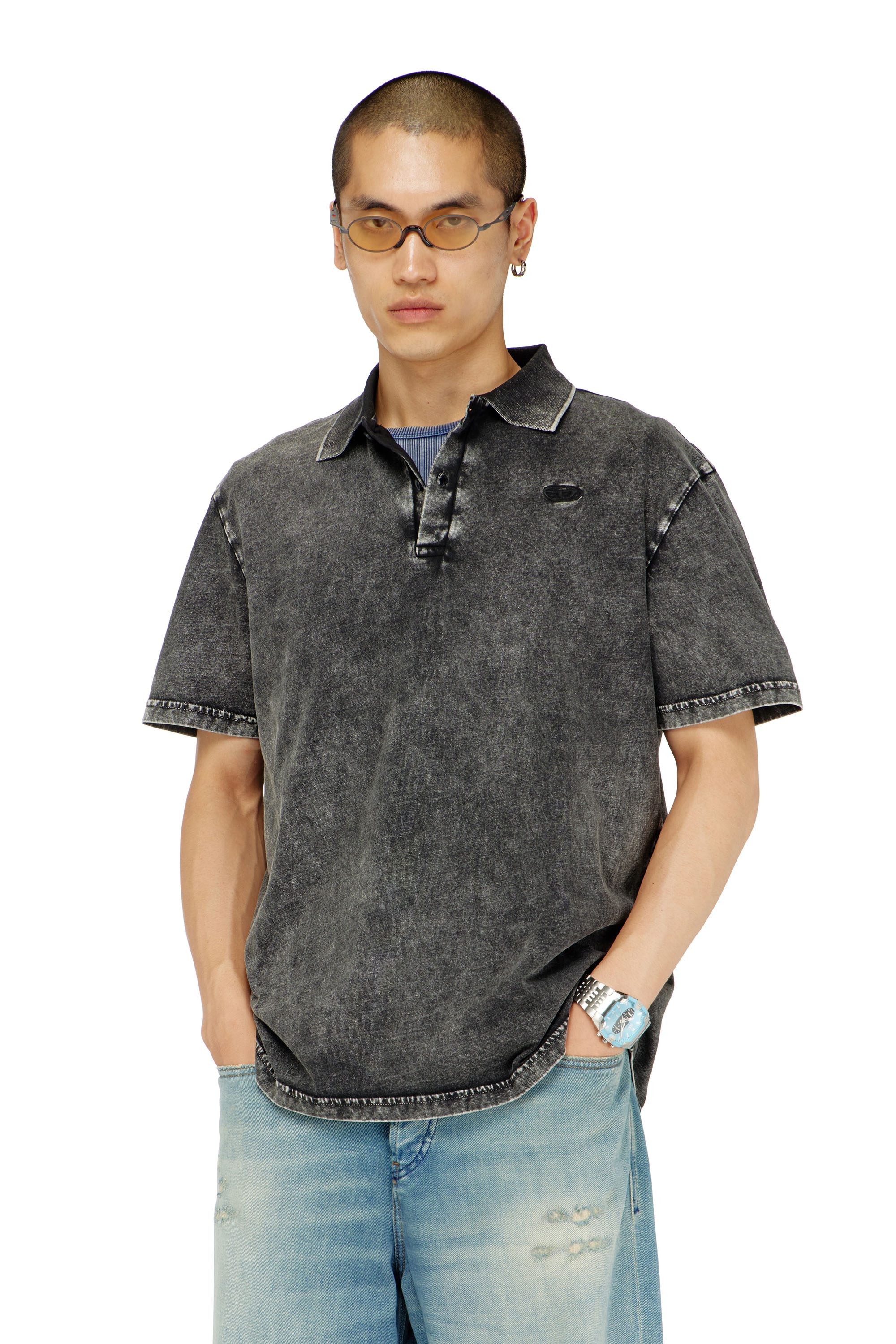 Diesel - T-REJUST-NC-DEN, Male's ポロシャツ in ダークグレー - 1