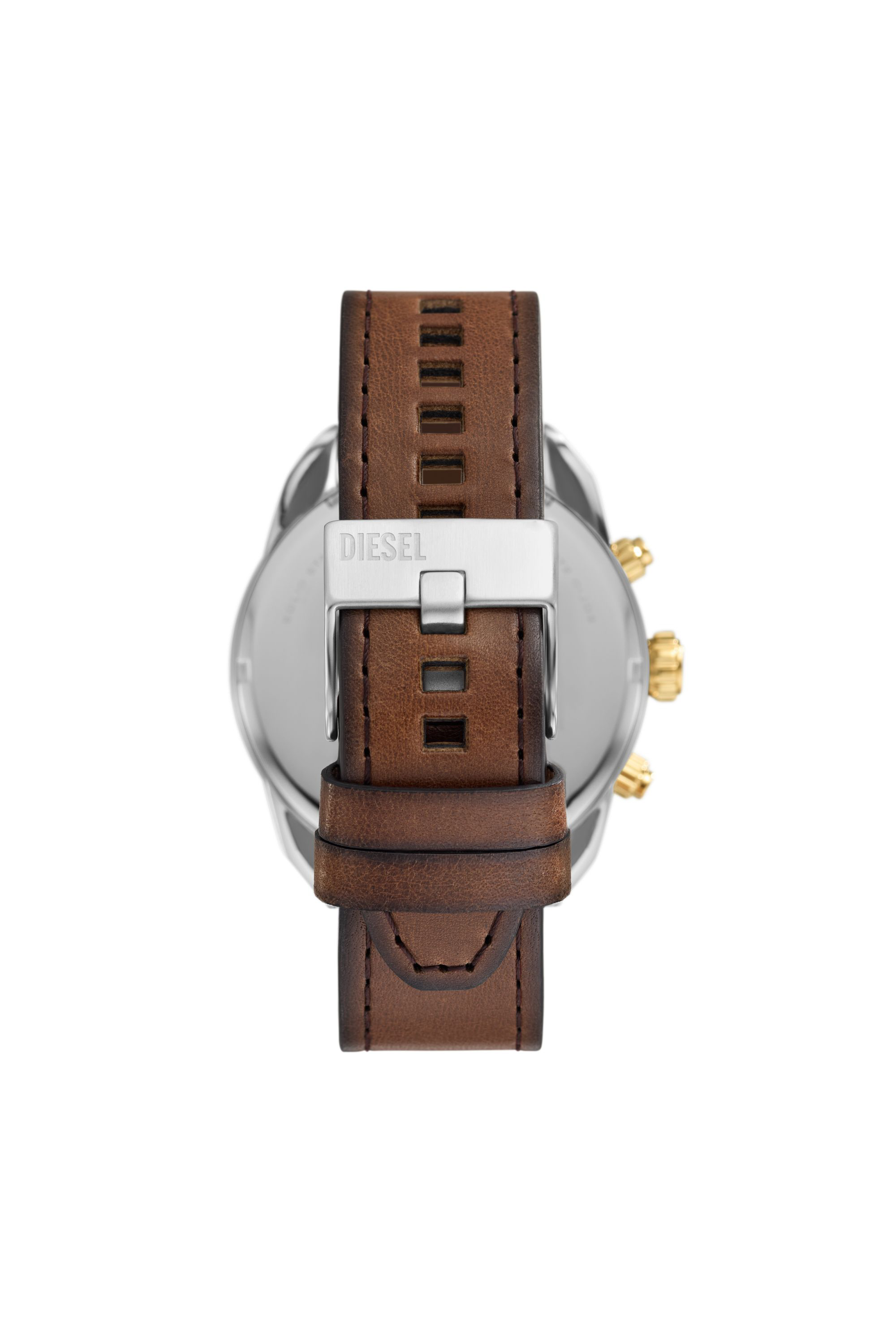Diesel - DZ4665, Male's Spiked chronograph brown leather watch in Brown - 2