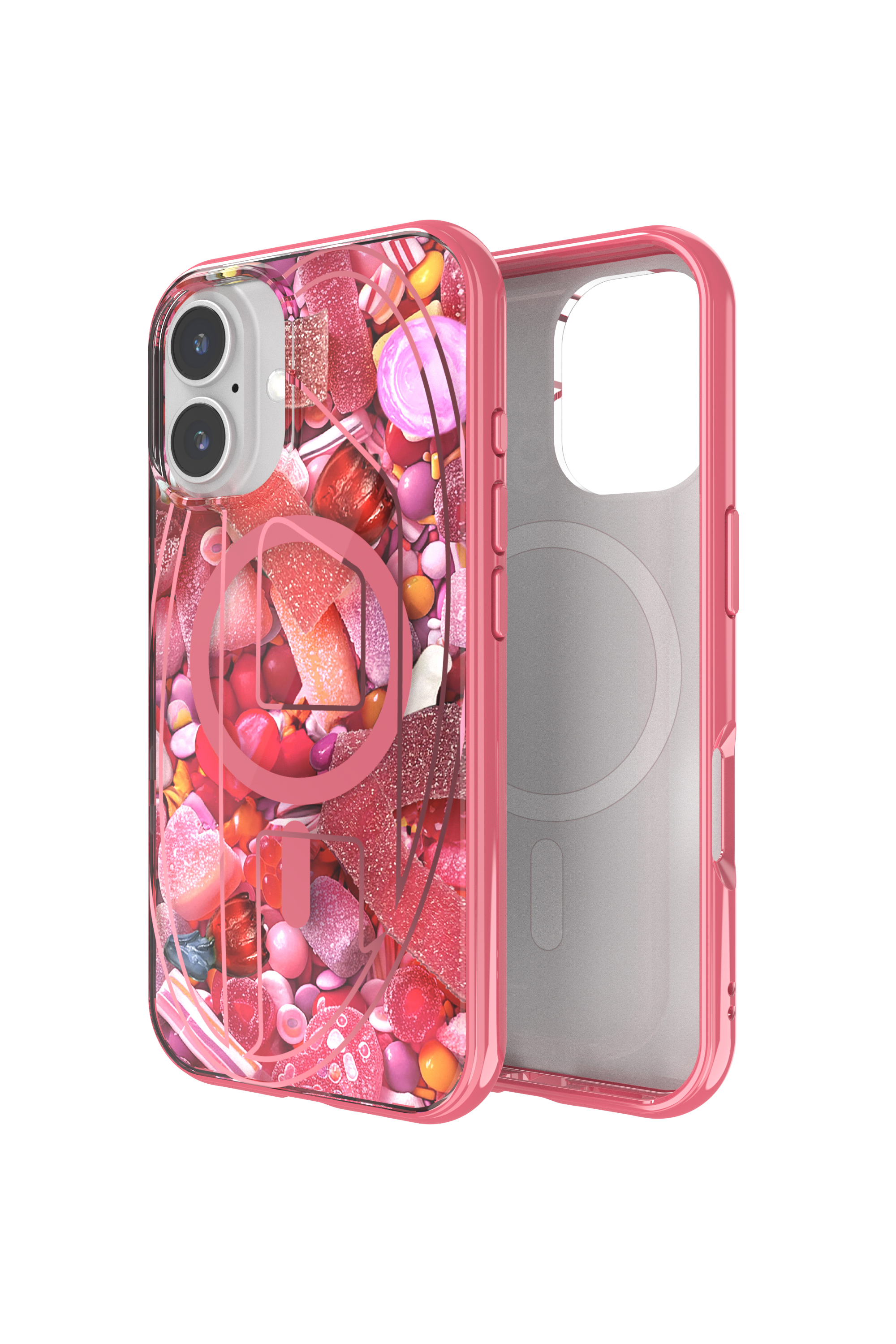 Diesel - 60249 AOP CASE, Unisex's Oval D Case with Magsafe iPhone 16 in ピンク / ホワイト - 1