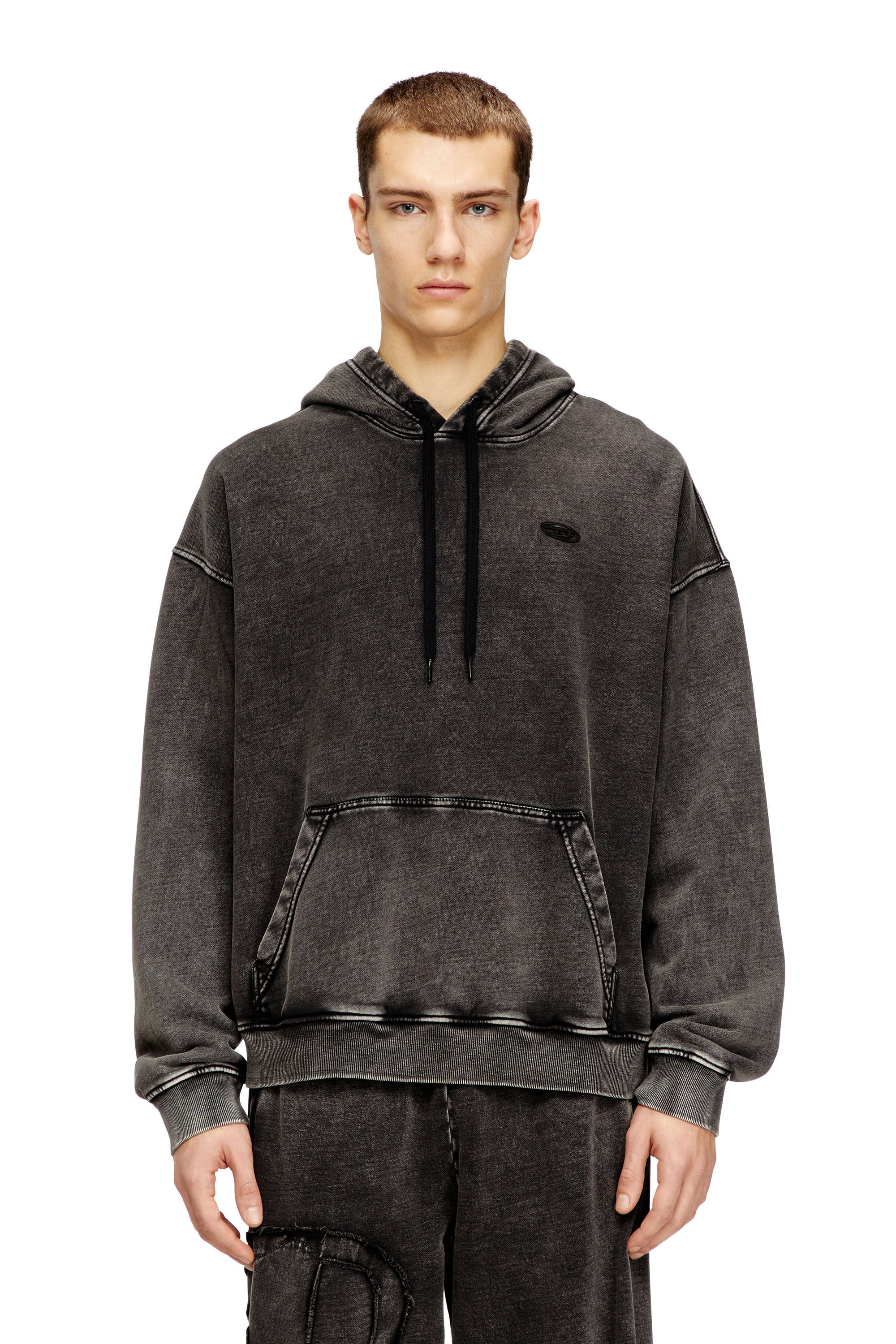 Diesel - S-BOXT-HOOD-DEN, Male's プルオーバーパーカー in ダークグレー - 1