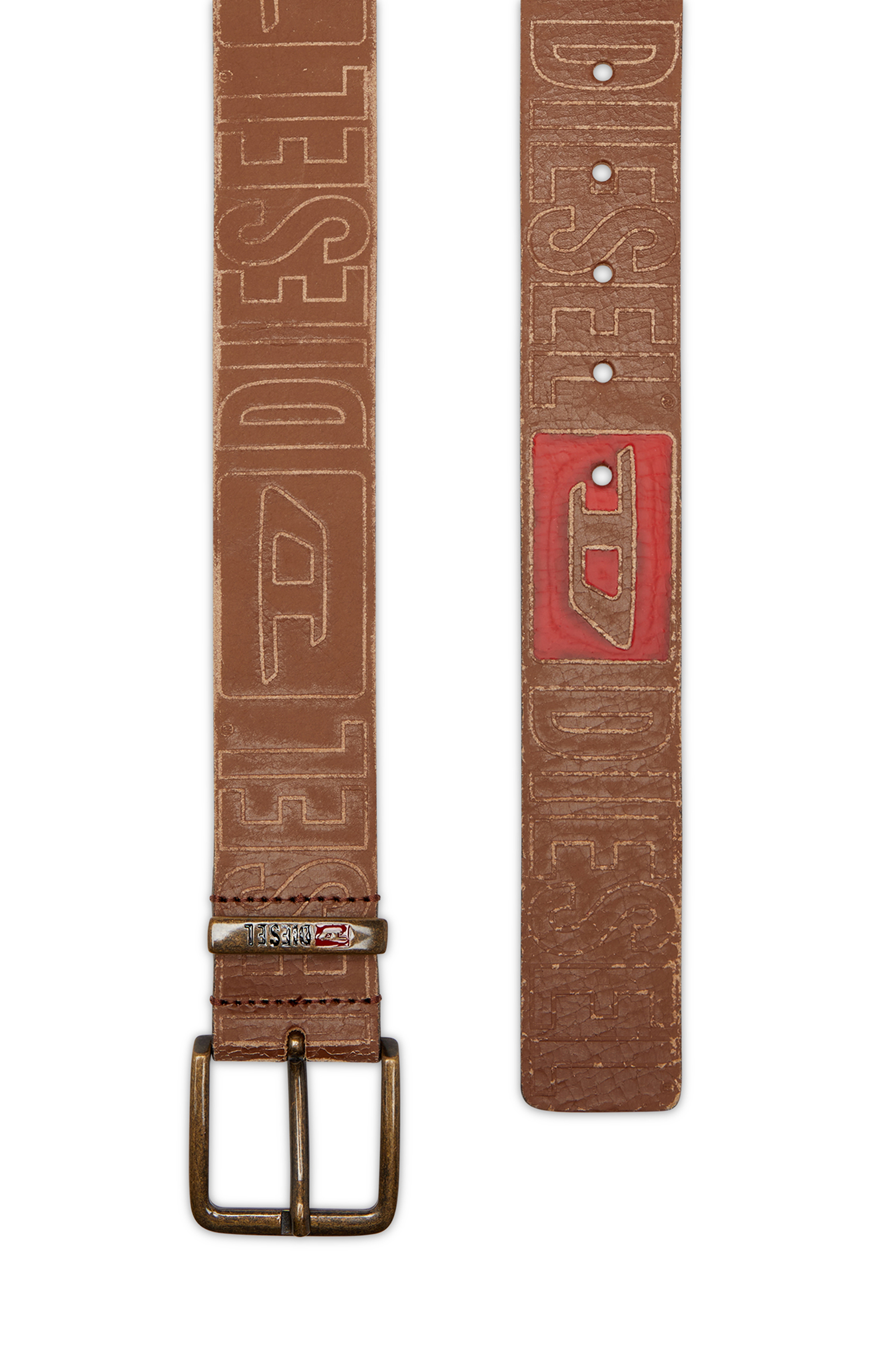 Diesel - B-BISCOTTO OUTLINE, Male's レザーベルト in ブラウン - 2