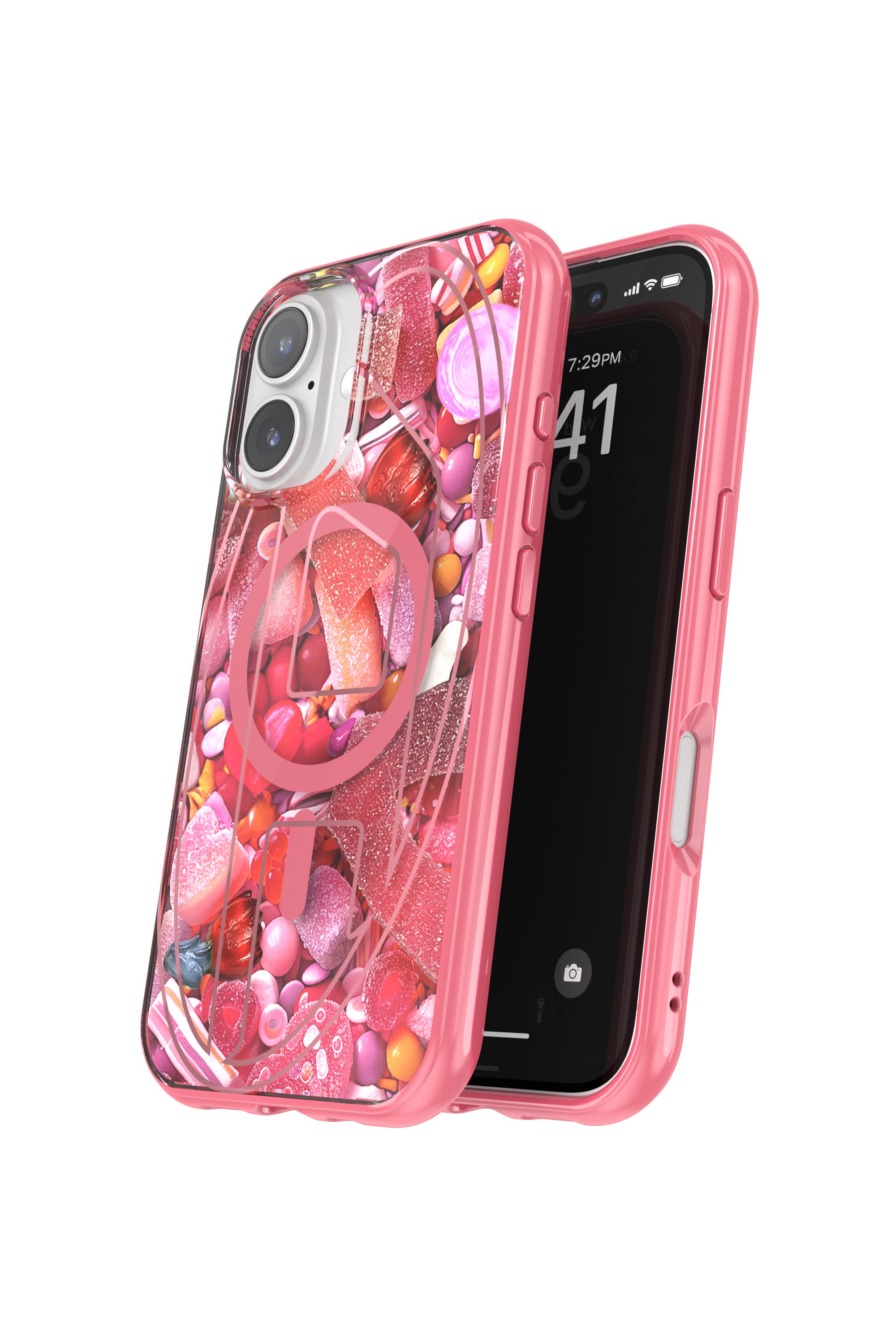 Diesel - 60249 AOP CASE, Unisex's Oval D Case with Magsafe iPhone 16 in ピンク / ホワイト - 3