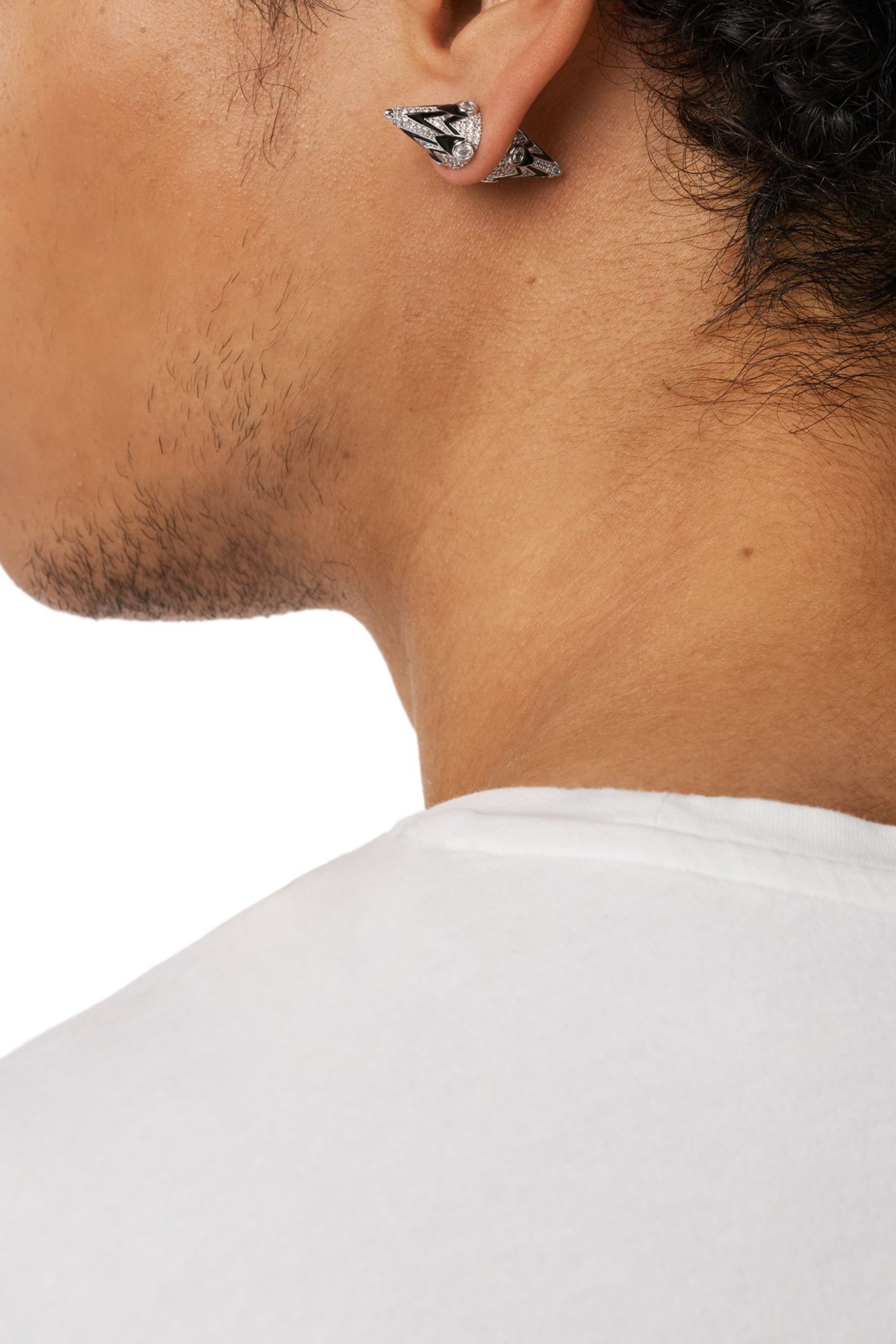 Diesel - DX1657931 JEWELLERY, Unisex's Two-tone brass stud earrings in シルバー/ブラック - 4