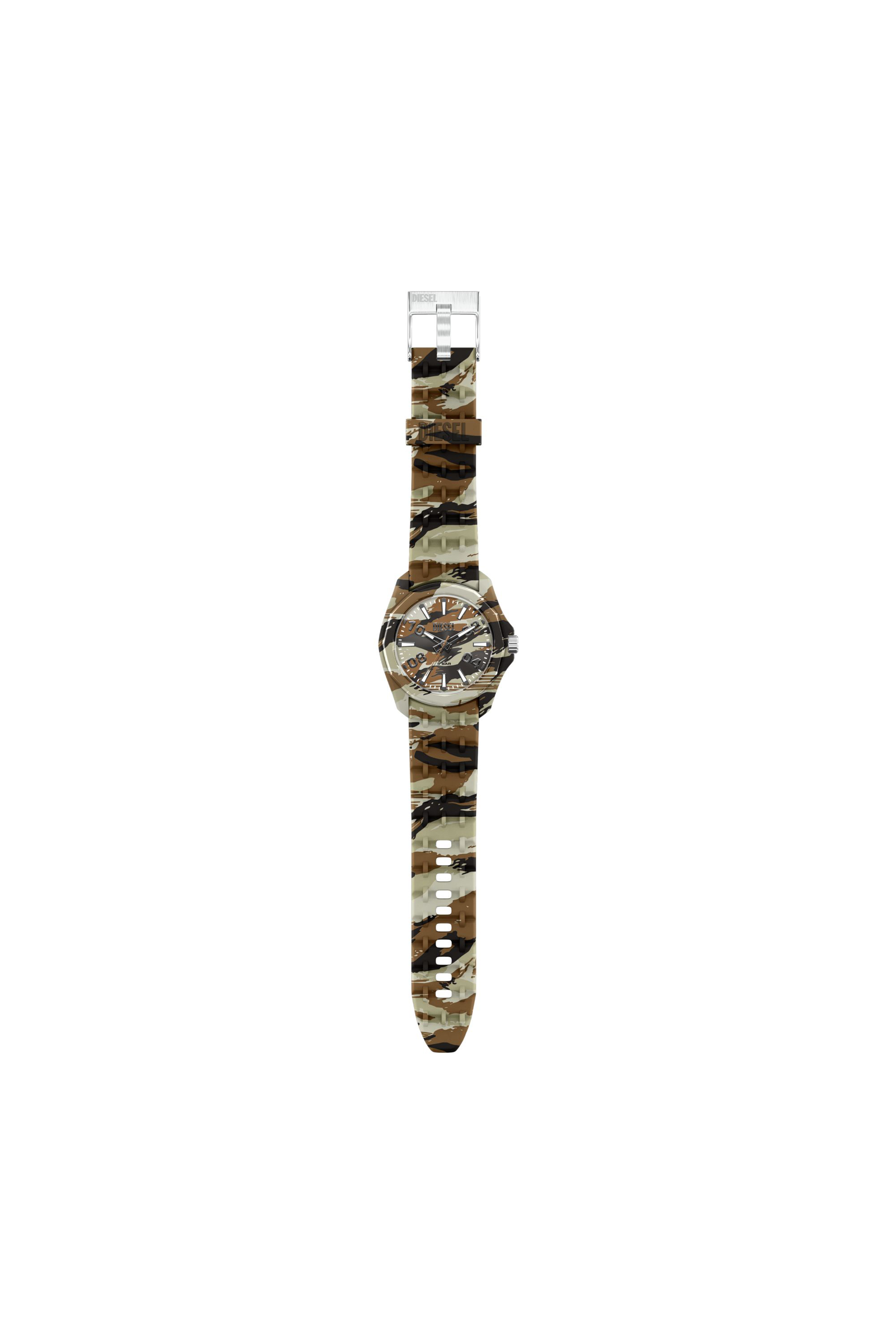 Diesel - DZ2242 WATCH, Male's Stinger camo silicone watch in ブラウン/グリーン - 6