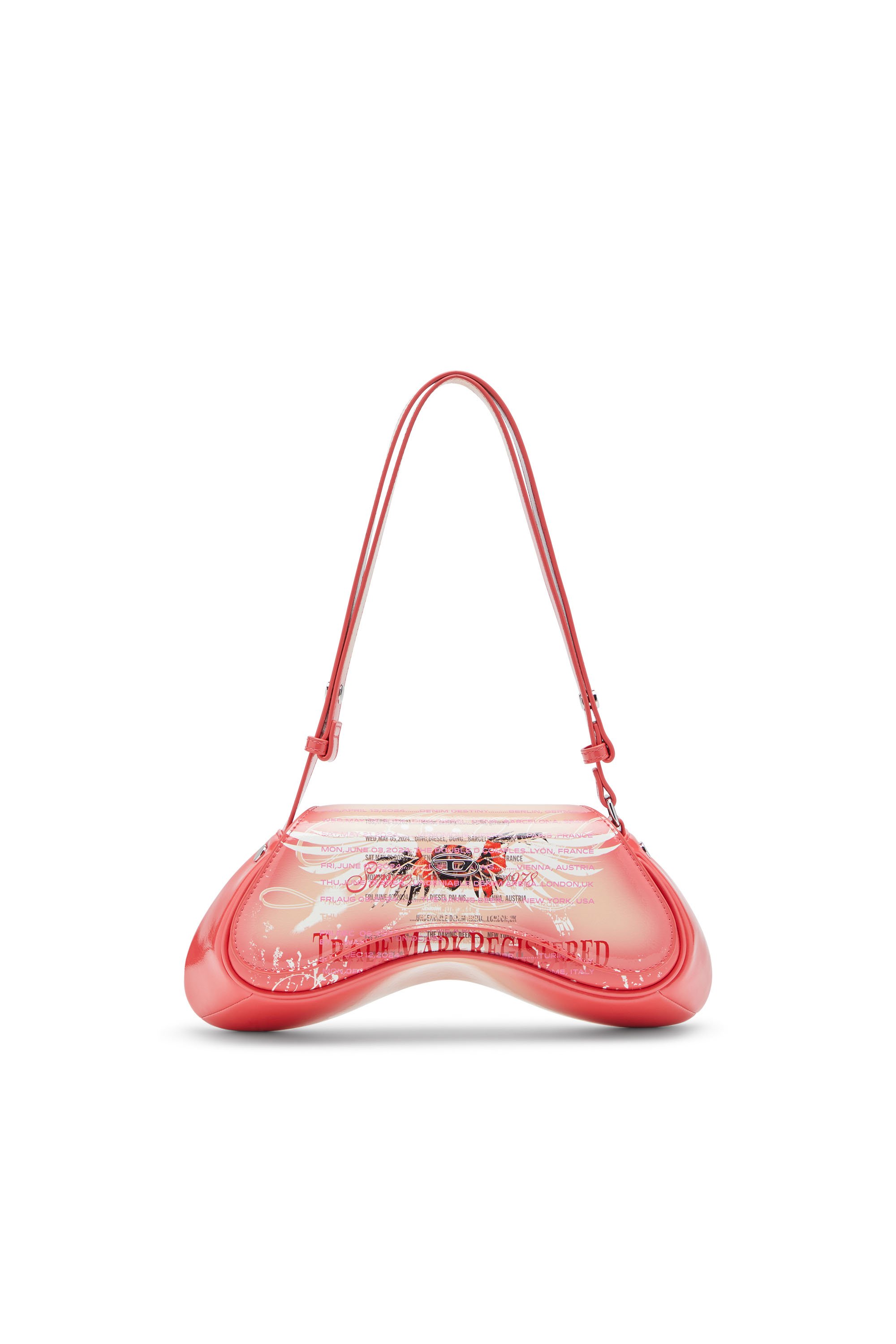 Diesel - PLAY CROSSBODY, Female's Play-Shoulder bag in printed glossy PU in ピンク / ホワイト - 2