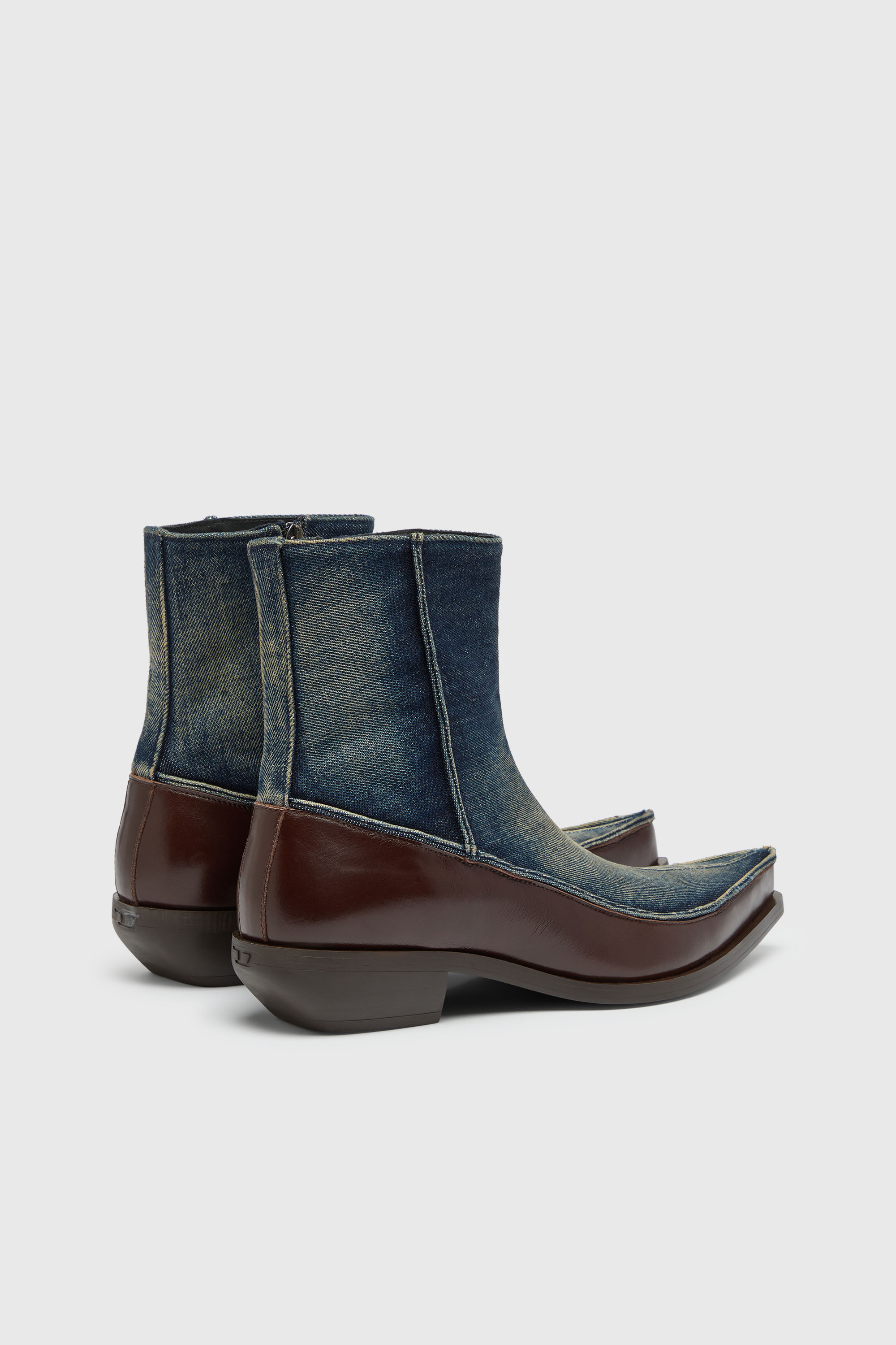 Diesel - D-FRIDO-30-TR, Male's D-Frido-Western ankle boots in leather and denim in null - 3