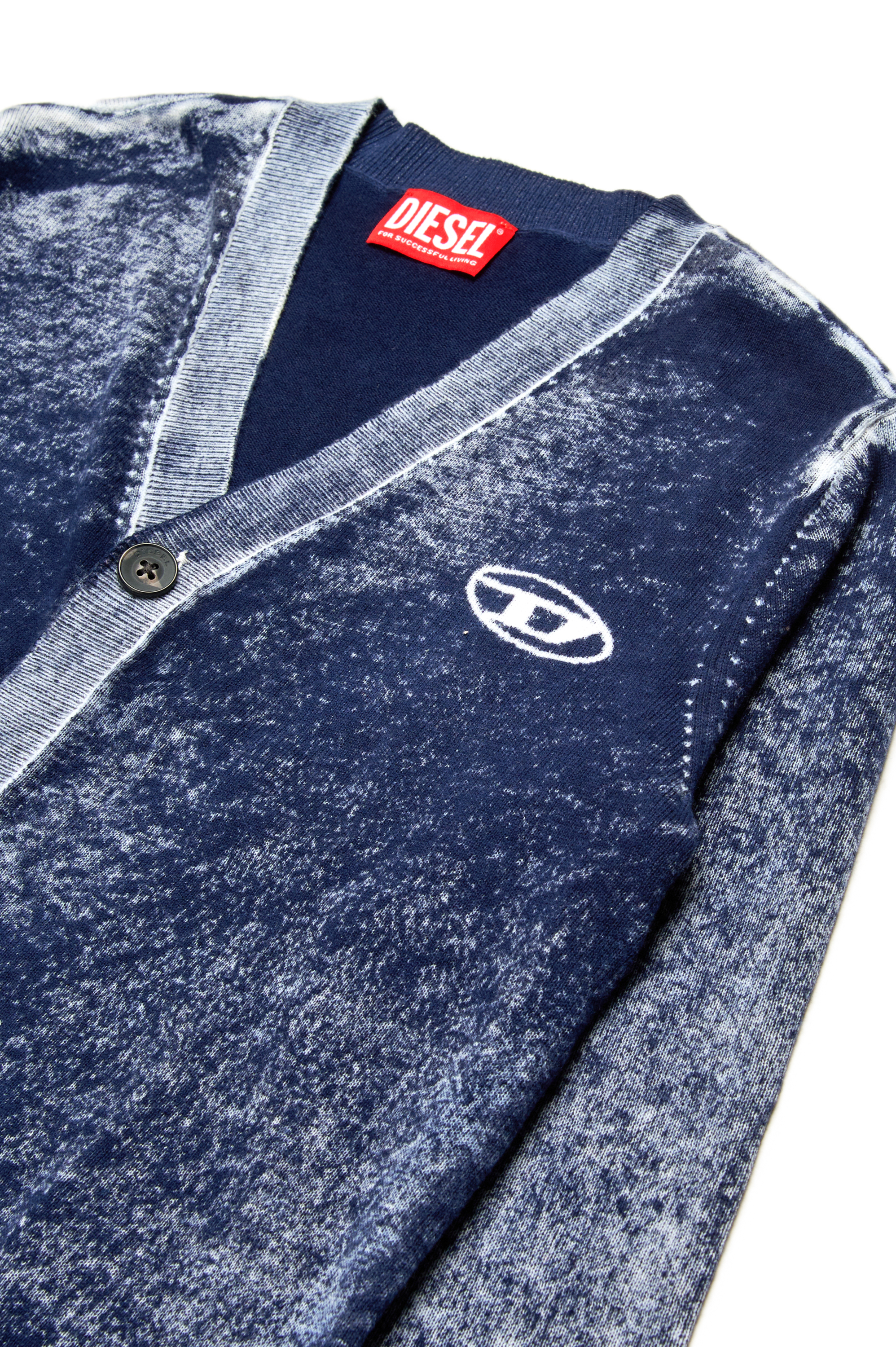 Diesel - KLAR CARDIGAN OVER, Male's Reverse-print cardigan with Oval D logo in ダークブルー - 3