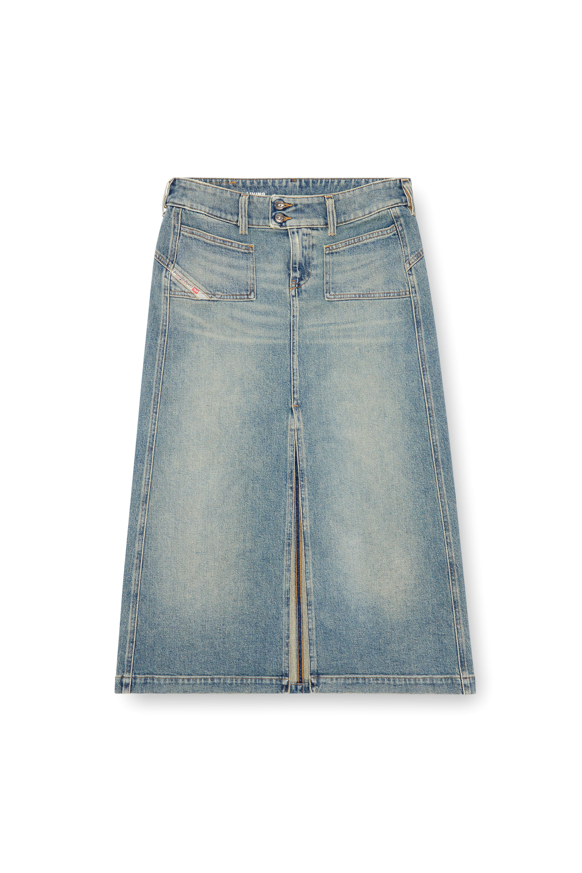 Diesel - DE-HUSH-MID, Female's Midi skirt in denim in ライトブルー - 3